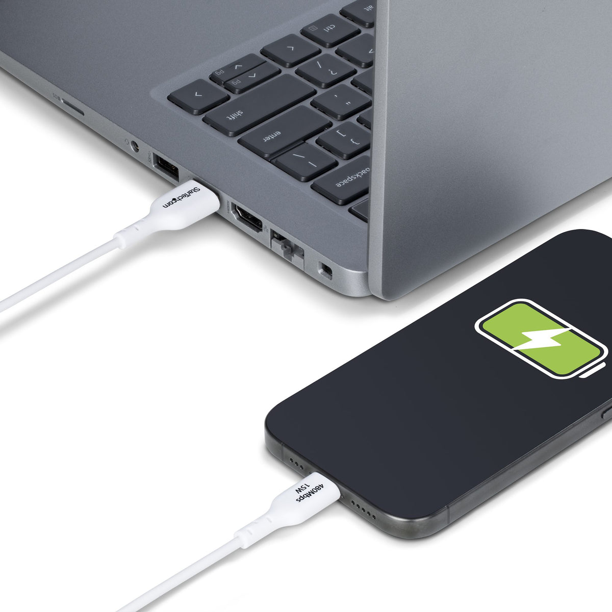 1m White USB-A to USB-C Charging Cable