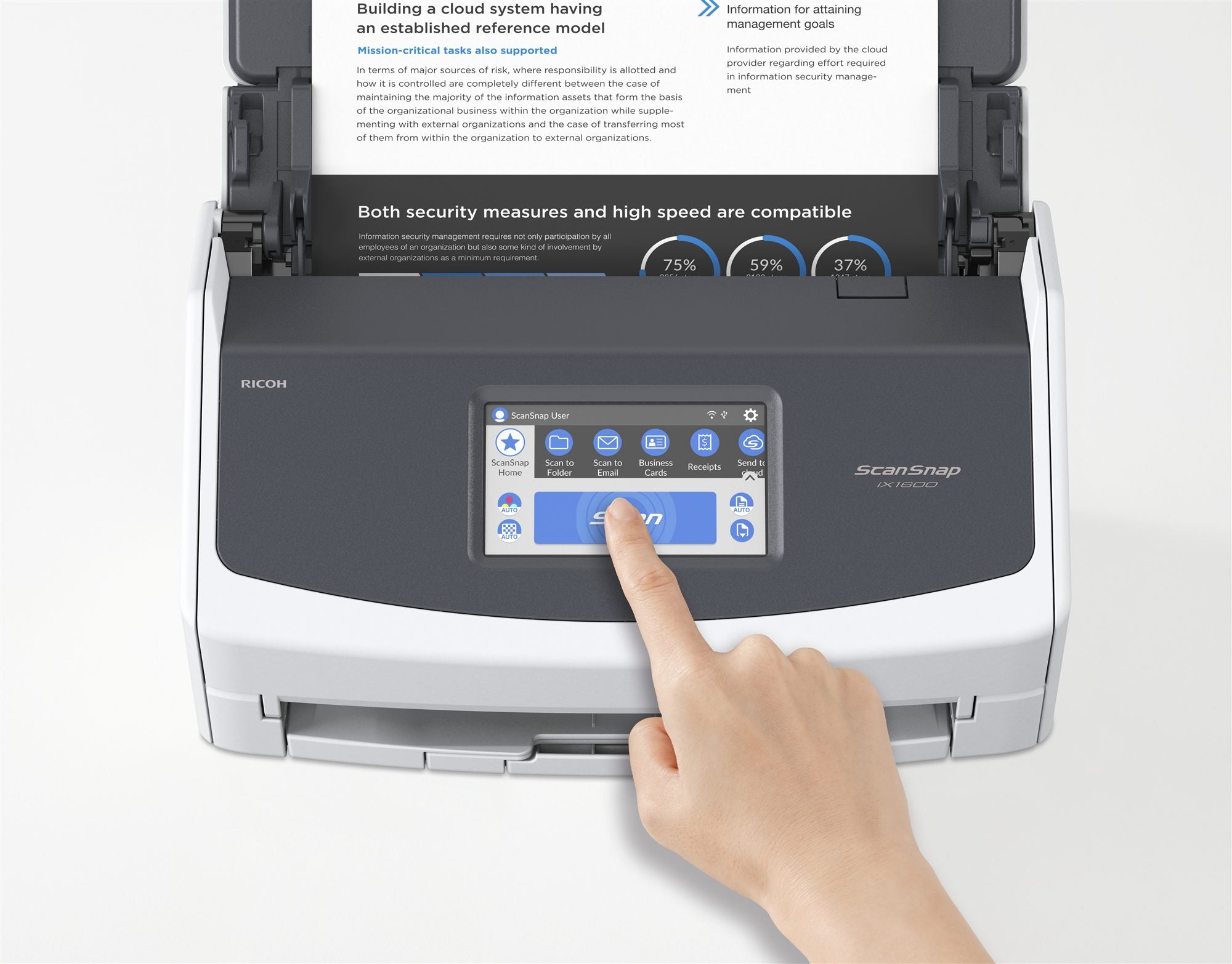 Fujitsu ScanSnap iX1600 Numériseur chargeur automatique de documents (adf) + chargeur manuel 600 x 600 DPI A4 Noir, Blanc