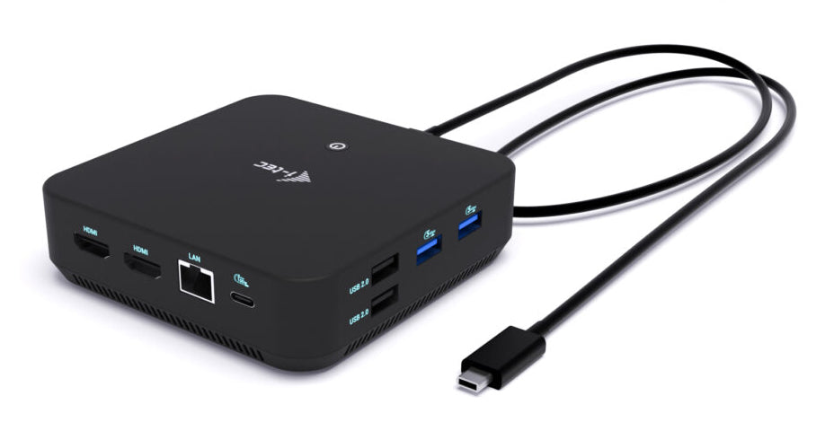 I-TEC USB-C DS 2 x HDMI 1x DP 1x GLAN 1x USB-C 3.2 3x USB-A 3.2 2x USB 2.0 1x 3.5mm Audio/Mic 1x 100W USB-C Power Delivery + Charger