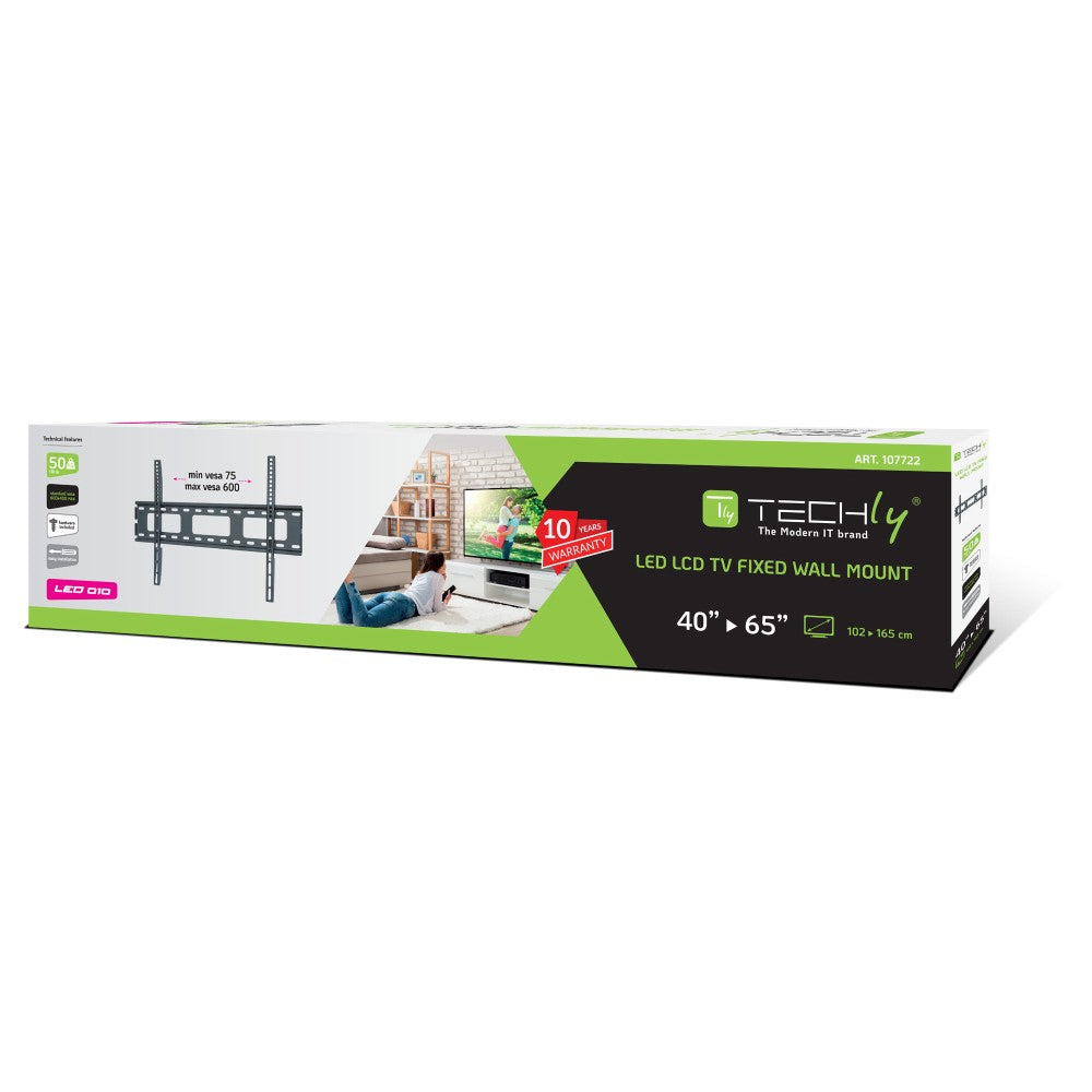 "Techly ICA-PLB 132L2 Support mural pour TV 40-65"" LED/LCD 50kg slim 22mm"
