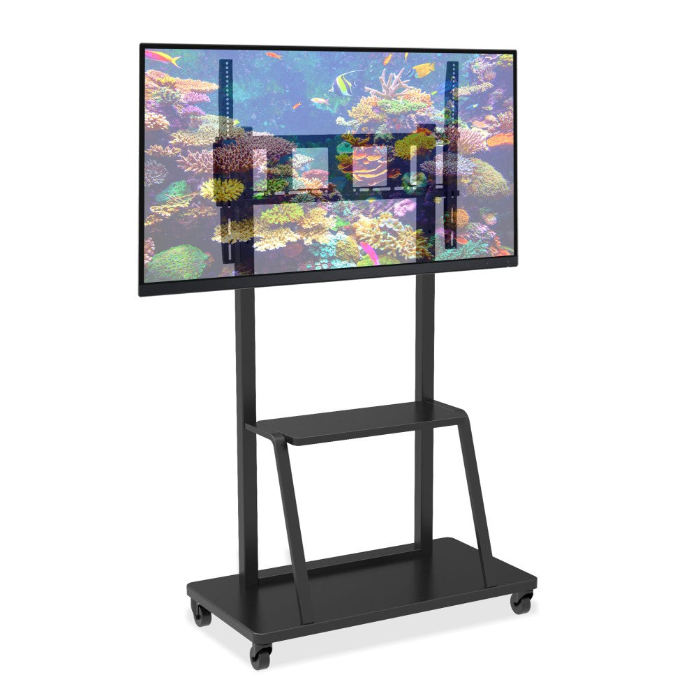 "Techly ICA-TR30 Support TV mobile 55-100"" jusqu'a 150kg réglable 2 étageres"