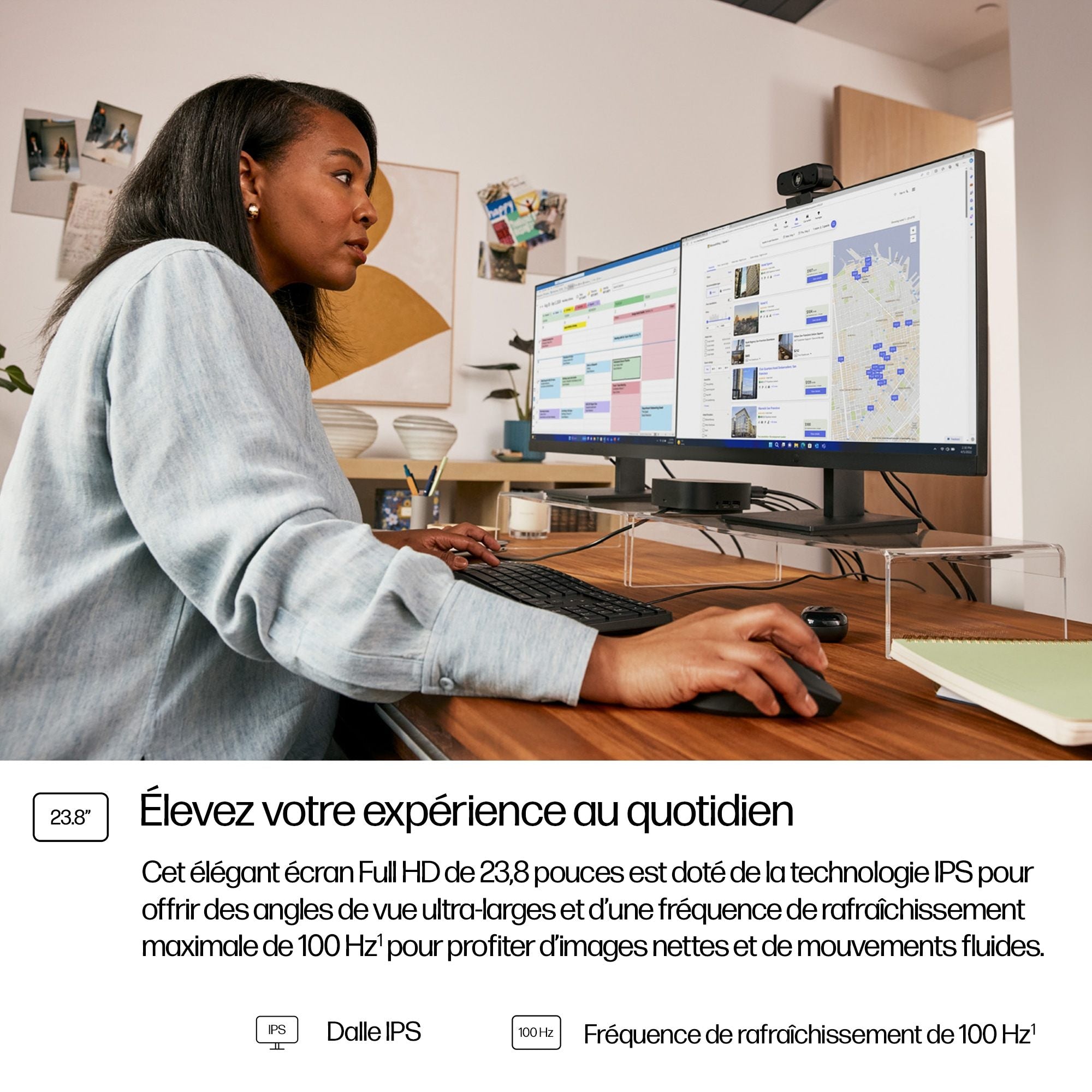 HP Écran Series 3 Pro 324pf 23.8p Moniteur 24 FHD 1920x1080 HDMI VGA DisplayPort 3/3/0