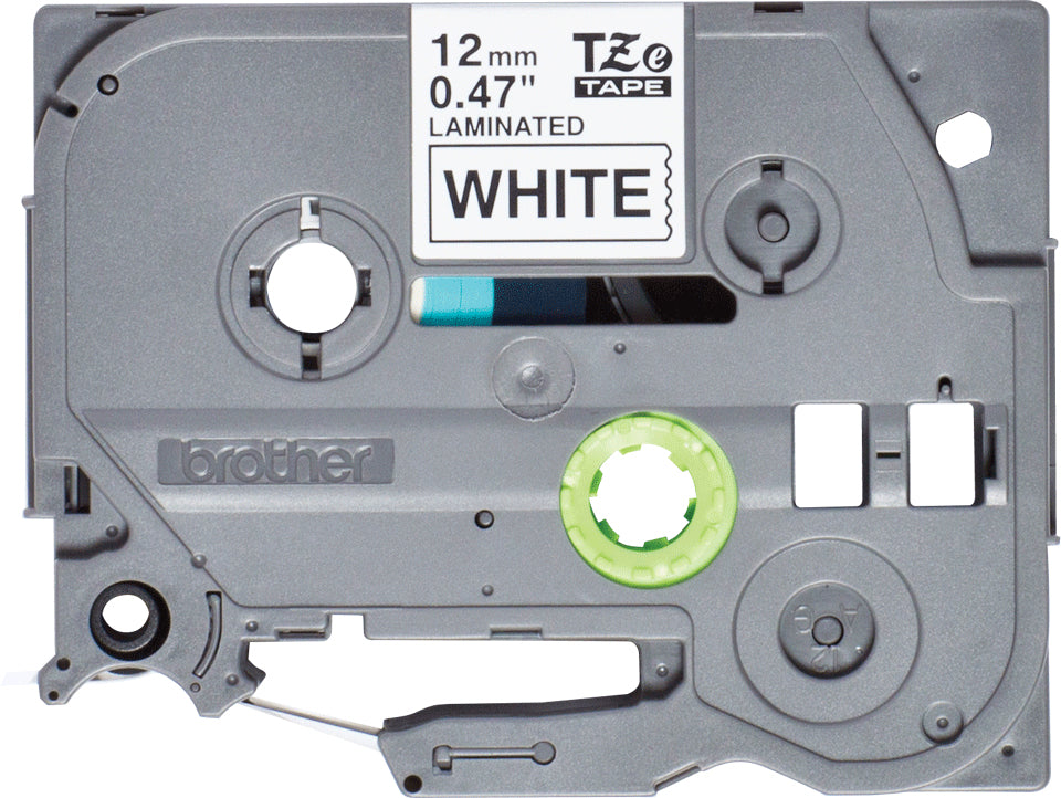 TZE231S 12mm Black on White Tape 4m
