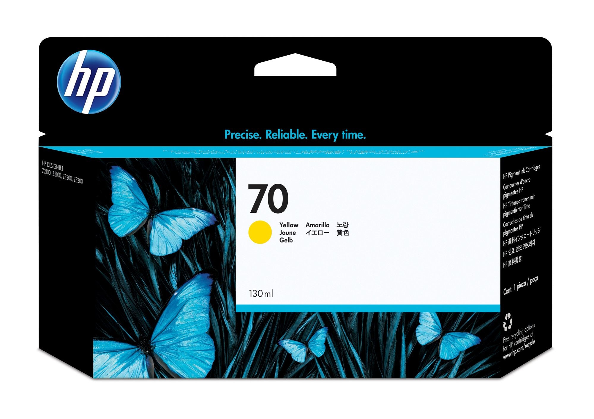 HP 70 original Ink cartridge C9454A yellow standard capacity 130ml 1-pack with Vivera Ink cartridge