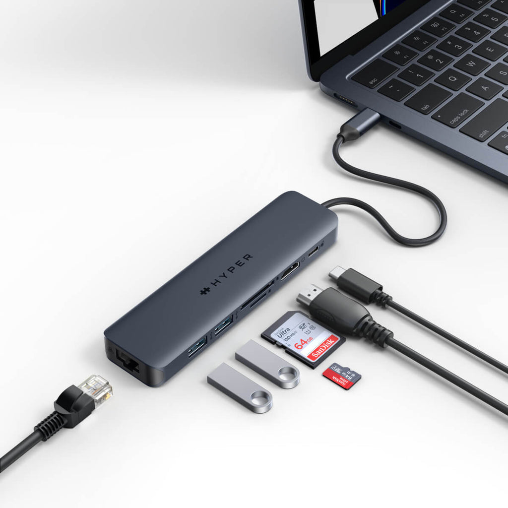 TARGUS HyperDrive EcoSmart Gen.2 Universal USB-C 7-in-1 Hub w 100 W PD Power Pass-thru