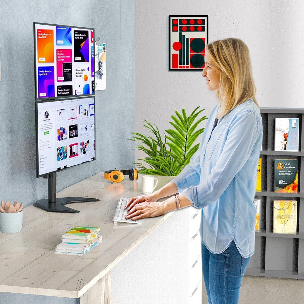 "Techly ICA-LCD 2520V Support de bureau vertical pour 2 moniteurs 13-27"" LCD 10kg"