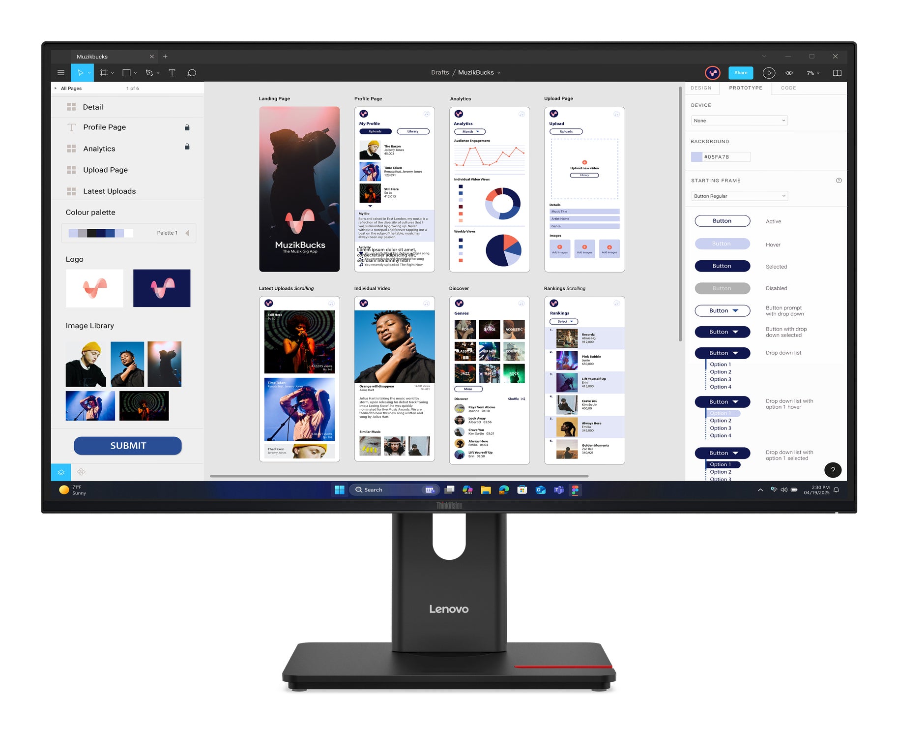 LENOVO ThinkVision T32UD-40 LED Écran 32p 31.5p 3840x2160 4K 75Hz IPS 350cd/m2 1500:1 4ms HDMI DisplayPort USB-C Dock 96W 3y