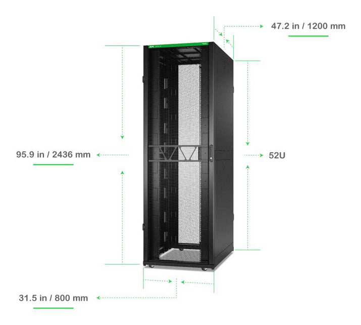 APC NetShelter SX Armoire de serveur Rack Gen 2, 52U, 2436H x 800W x 1200D mm, avec côtés
