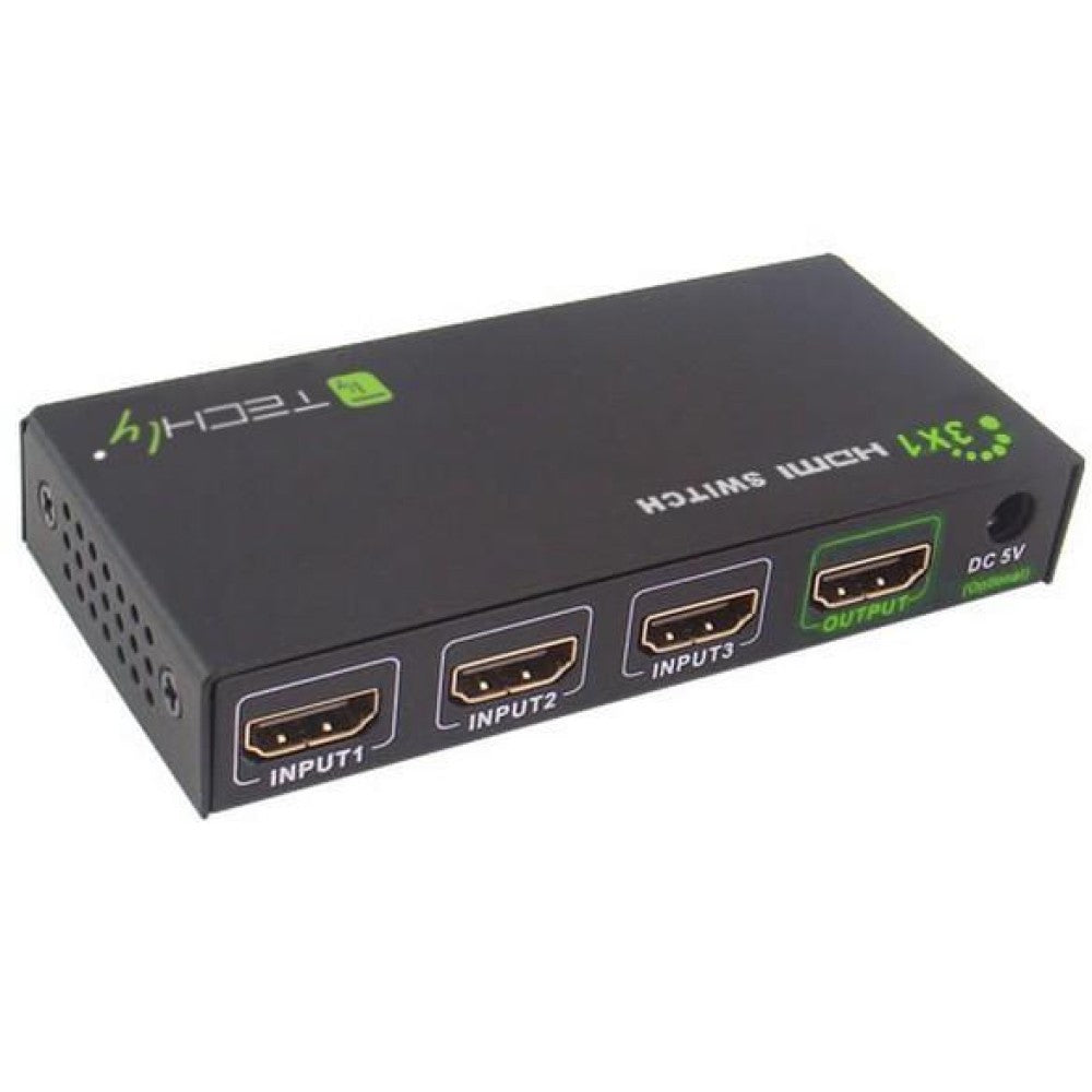 Techly IDATA HDMI-4K31 Commutateur HDMI 1.4 3x1 4K60Hz avec télécommande