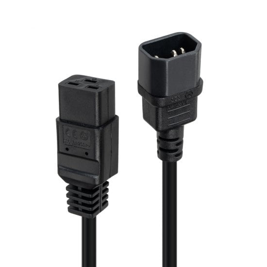 LINDY 3m C14 to C19mains Extension Cable Black