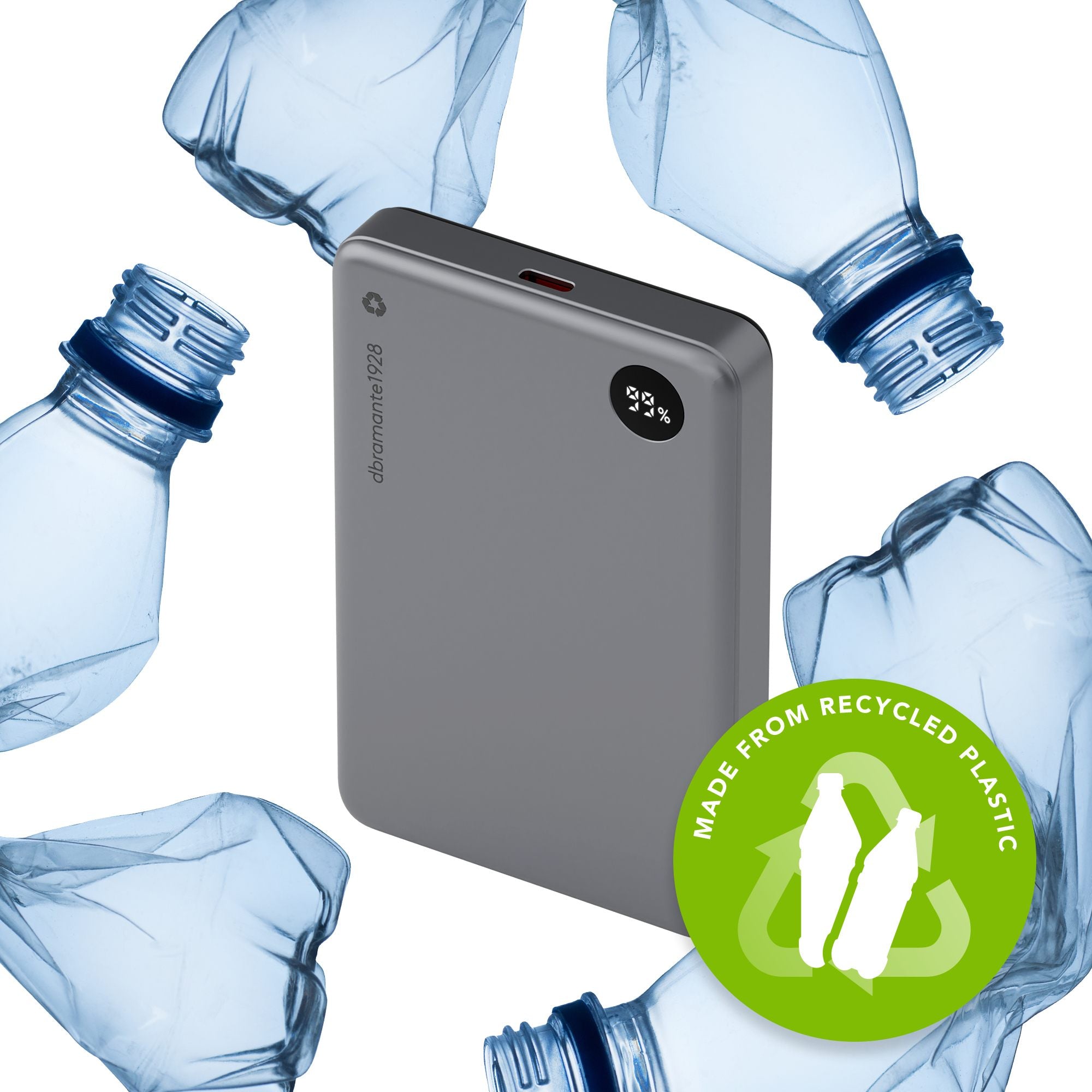 rechargePowerBank10KWirelessLEDGrey