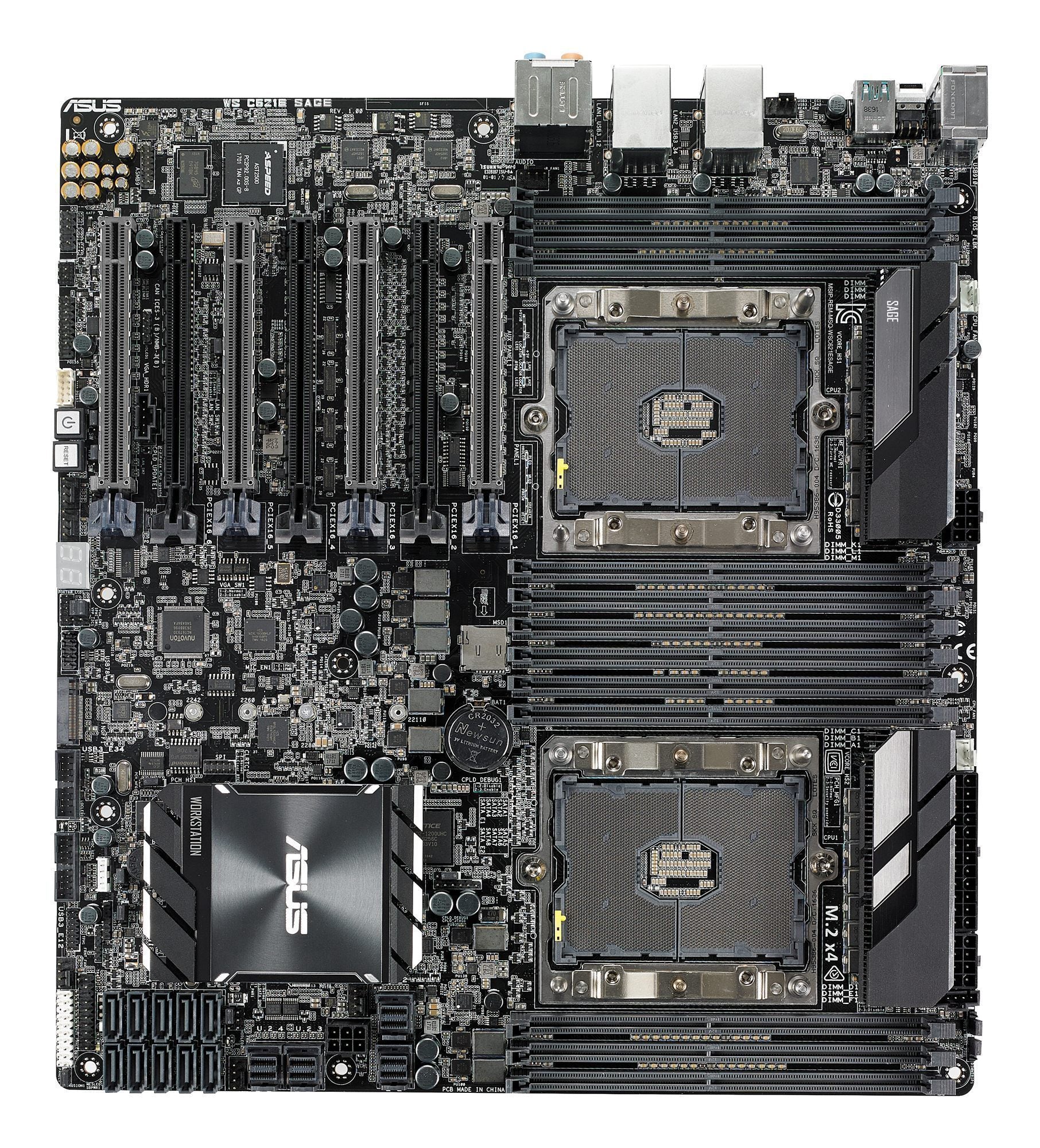 ASUS WS C621E SAGE BMC LGA 3647 Workstation Board Intel C621 with quad-strength graphics support and 12 DDR4 memory slots