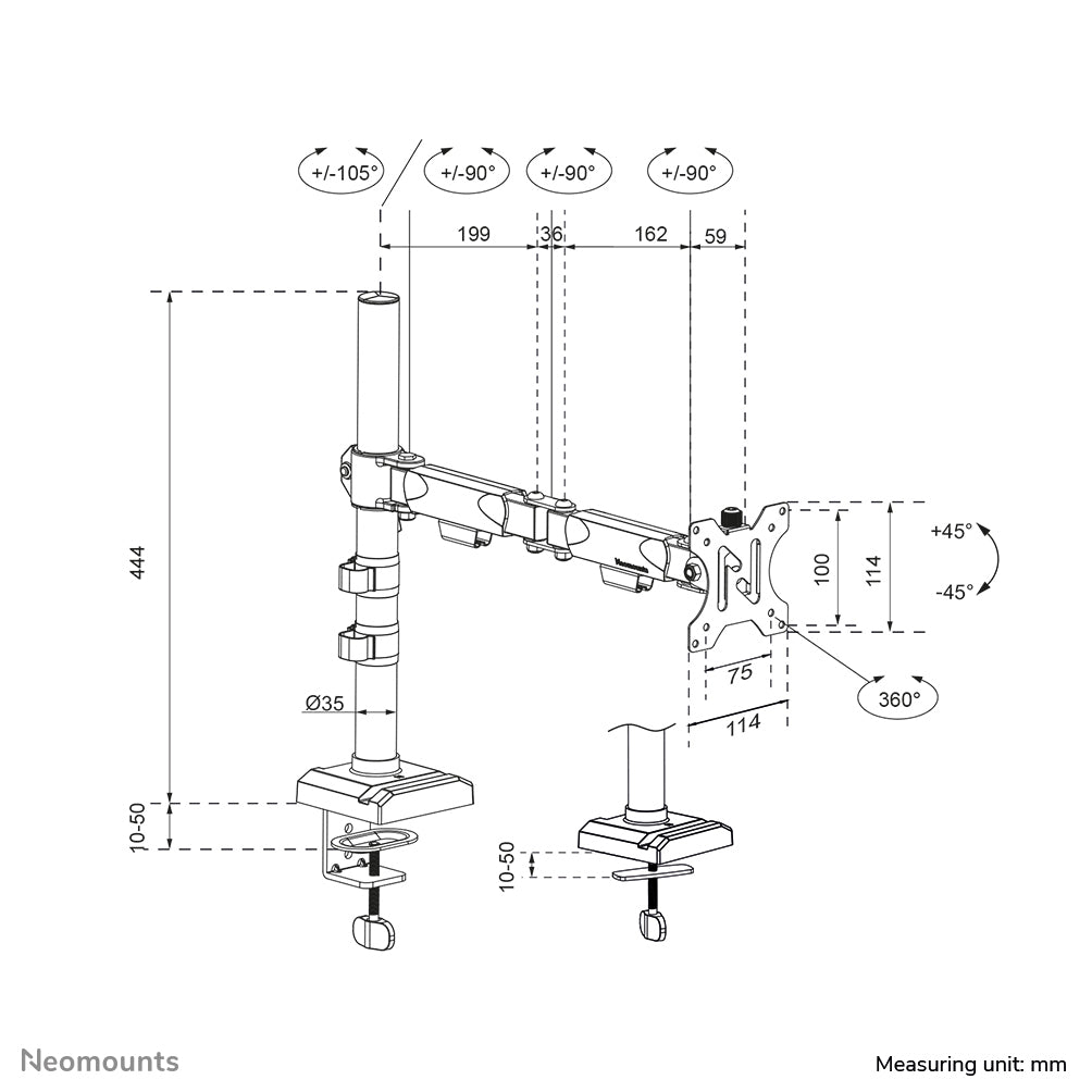 NEOMOUNTS DS60-600BL1 Support dÃ©cran Ã  fixer 10-32p - Quick-fix - arrÃªt 180