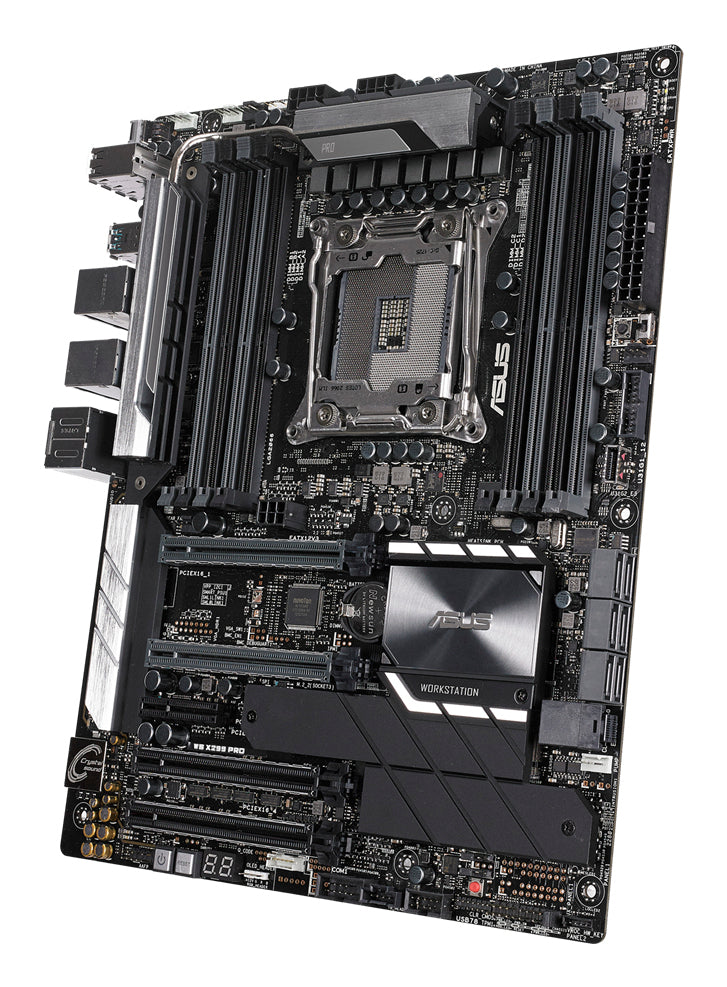 ASUS WS X299 PRO LGA2066 8xDIMM DDR4 4133MHz dual M.2 and M.2 heatsink U.2 USB 3.1 Gen 2 connectors SATA 6Gb/s ATX MB