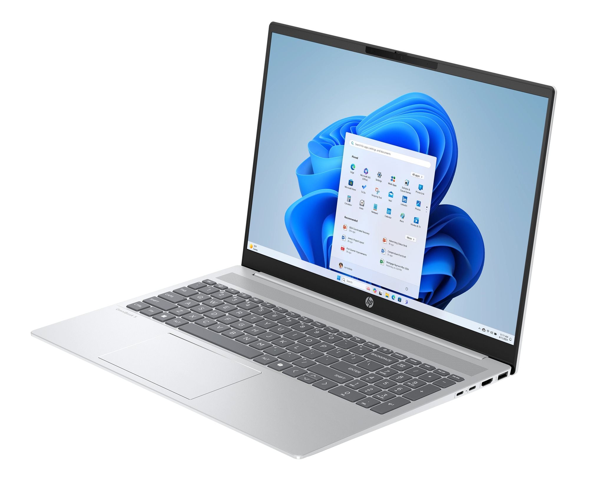 HP OmniBook 5 16-ba1013nf Intel® Core™ i5 i5-1334U Ordinateur portable 40,6 cm (16") 2K 16 Go LPDDR5x-SDRAM 512 Go SSD Wi-Fi 6 (802.11ax) Windows 11 Home Argent