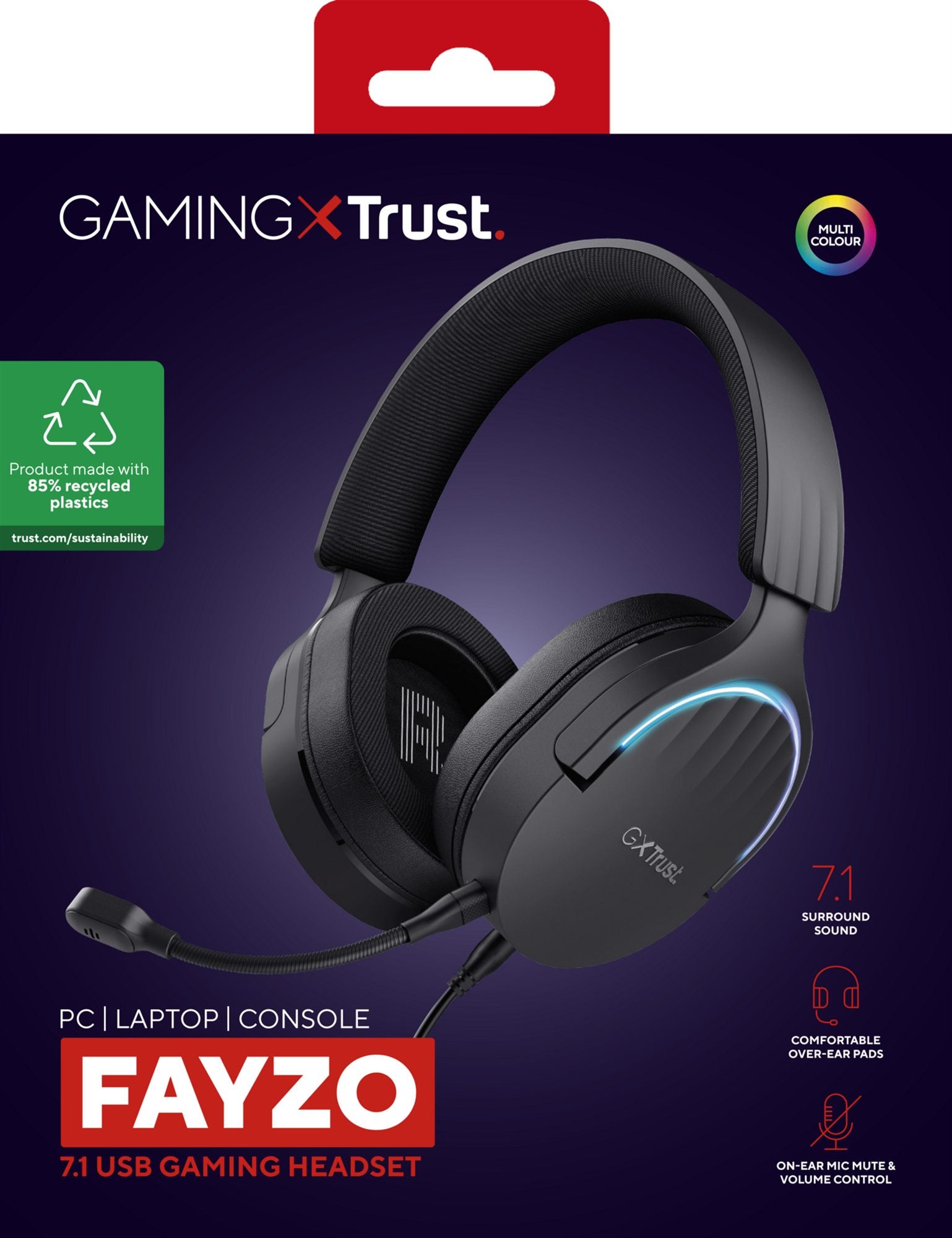 TRUST Casque micro FAYZO 7.1 USB pour PC & Console - Black