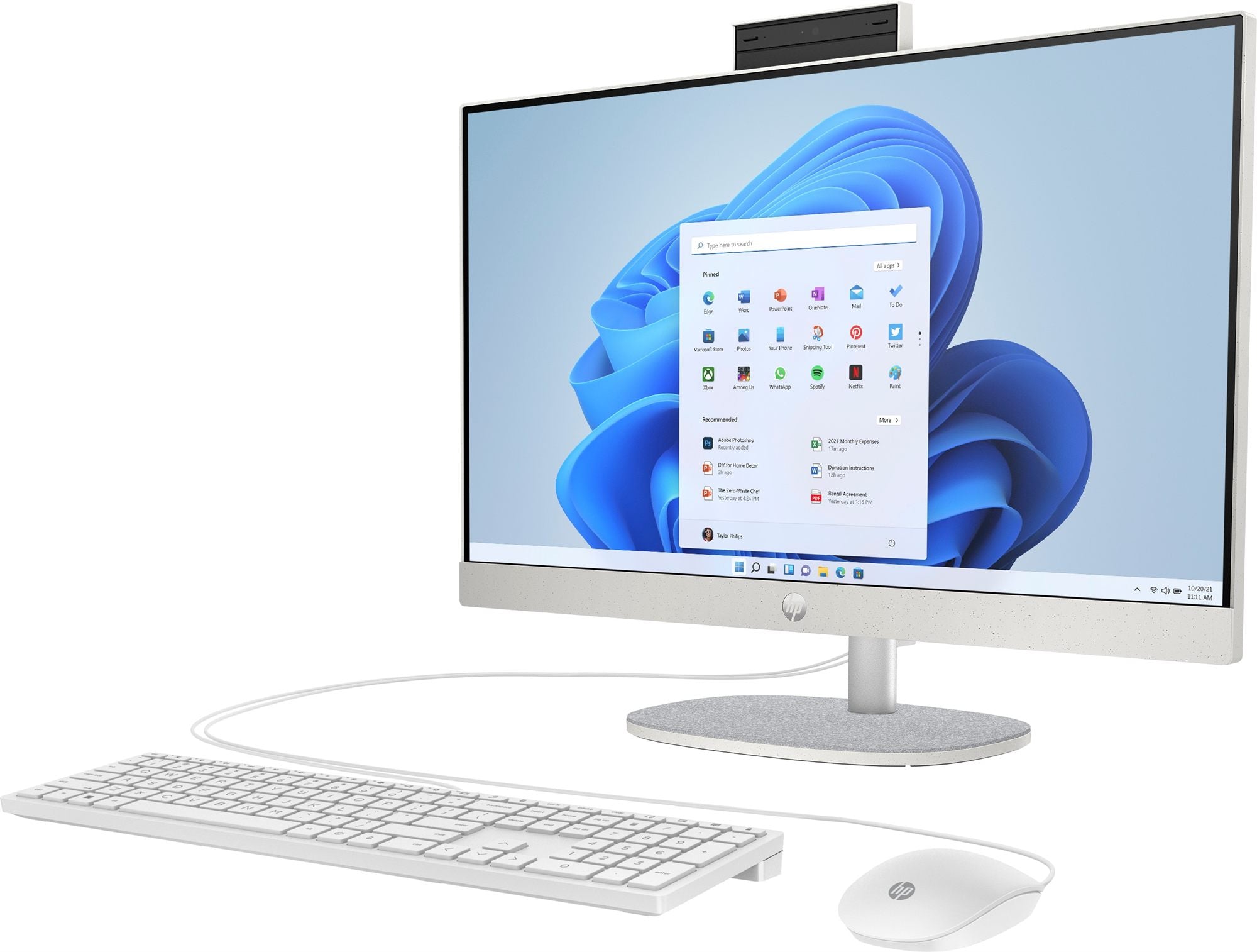 HP 24-cr0034nf AMD Ryzen™ 5 7520U 60,5 cm (23.8") 1920 x 1080 pixels PC All-in-One 8 Go LPDDR5-SDRAM 512 Go SSD Windows 11 Home Wi-Fi 6 (802.11ax) Blanc