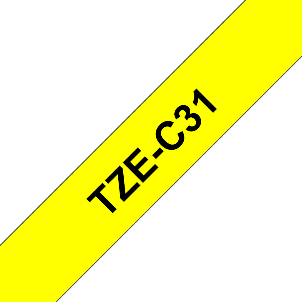 BROTHER P-TOUCH TZE-C31 noir sur neonjaune  12mm