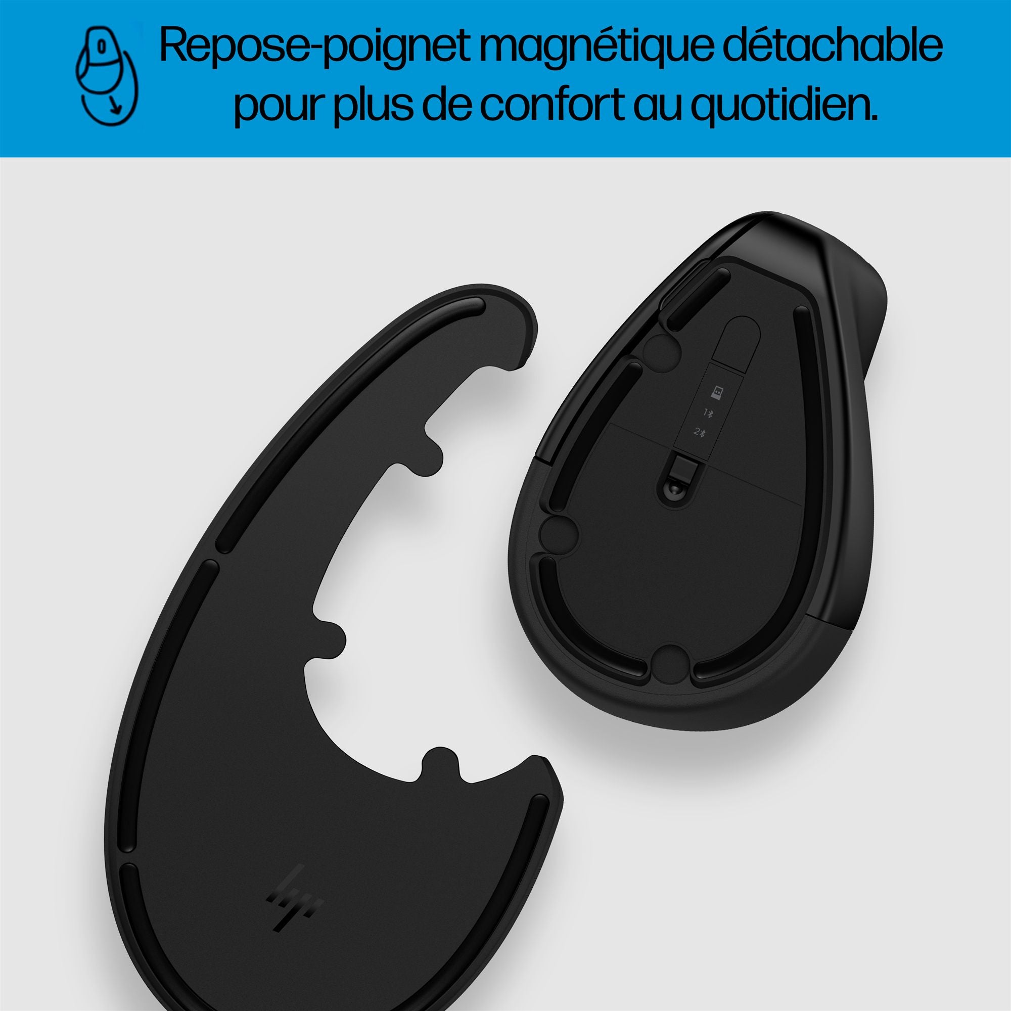 Souris sans fil HP 925 Ergonomique Verticale - récepteur USB + Bluetooth noir (6H1A5AA)