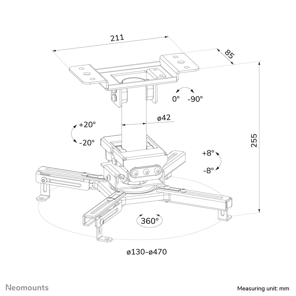 Neomounts Beamer ceiling mount - h 25.5