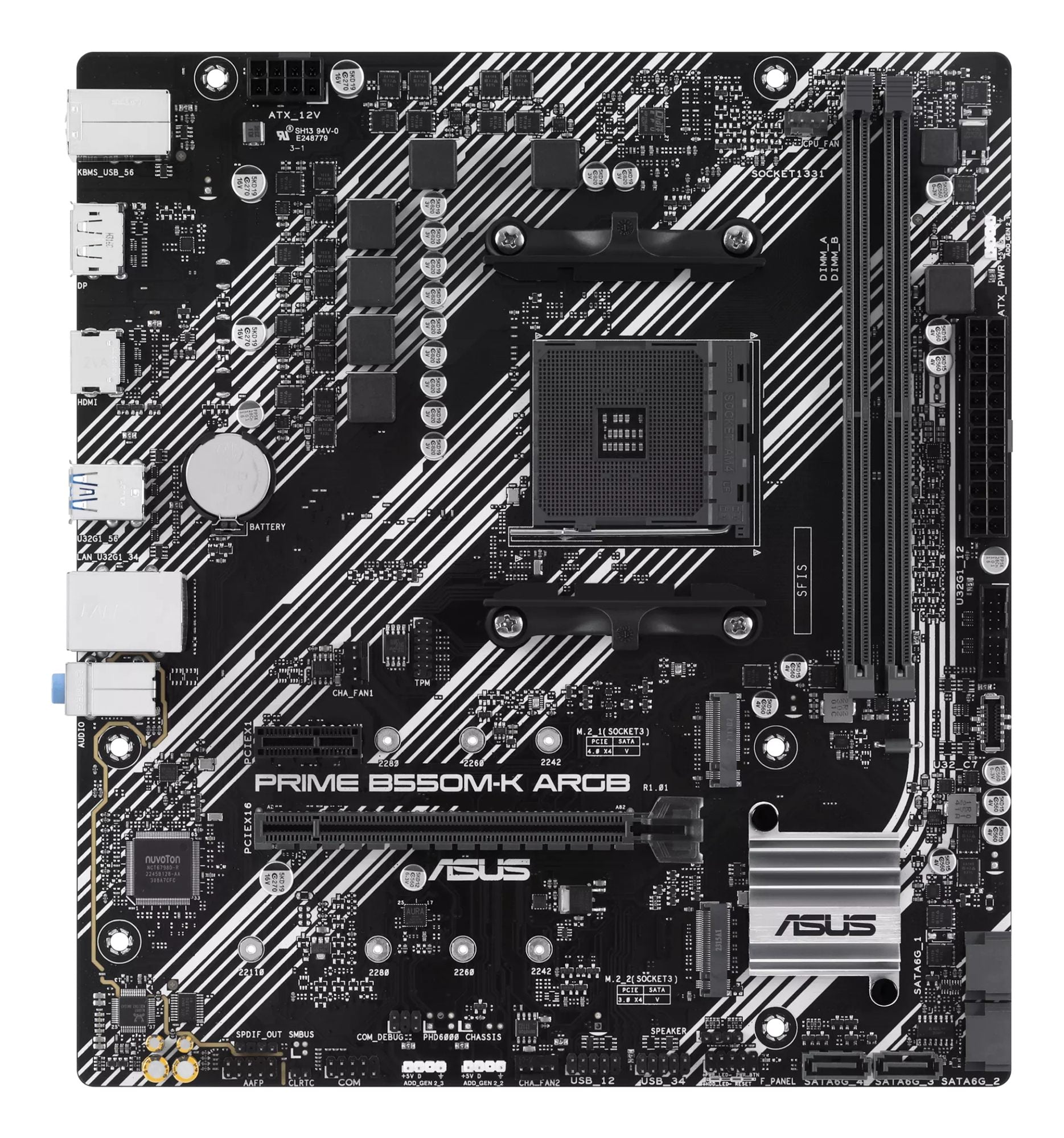 ASUS PRIME B550M-K ARGB AM4 2DDR4 microATX 4xSATA MB 1xHDMI 2.1 1xDP 1.4 2xM.2