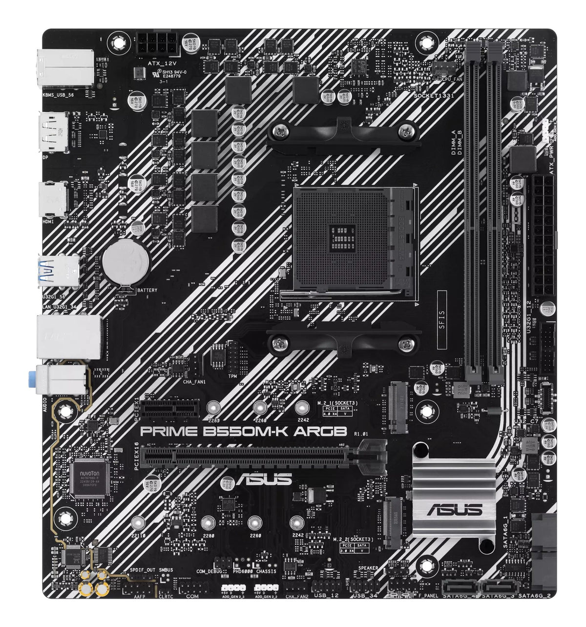 ASUS PRIME B550M-K ARGB AM4 2DDR4 microATX 4xSATA MB 1xHDMI 2.1 1xDP 1.4 2xM.2