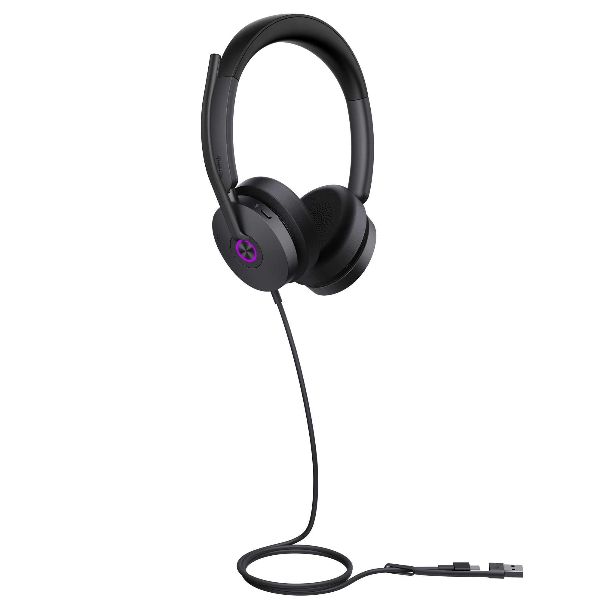 Yealink UH48 Dual UC USB-C/A Avec fil Arceau Appels/Musique USB Type-C / USB Type-A Noir