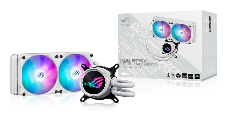 ASUS ROG Strix LC III 240 ARGB WHT all-in-one CPU liquid cooler with 360 rotatable water block Premium ROG ARGB fans