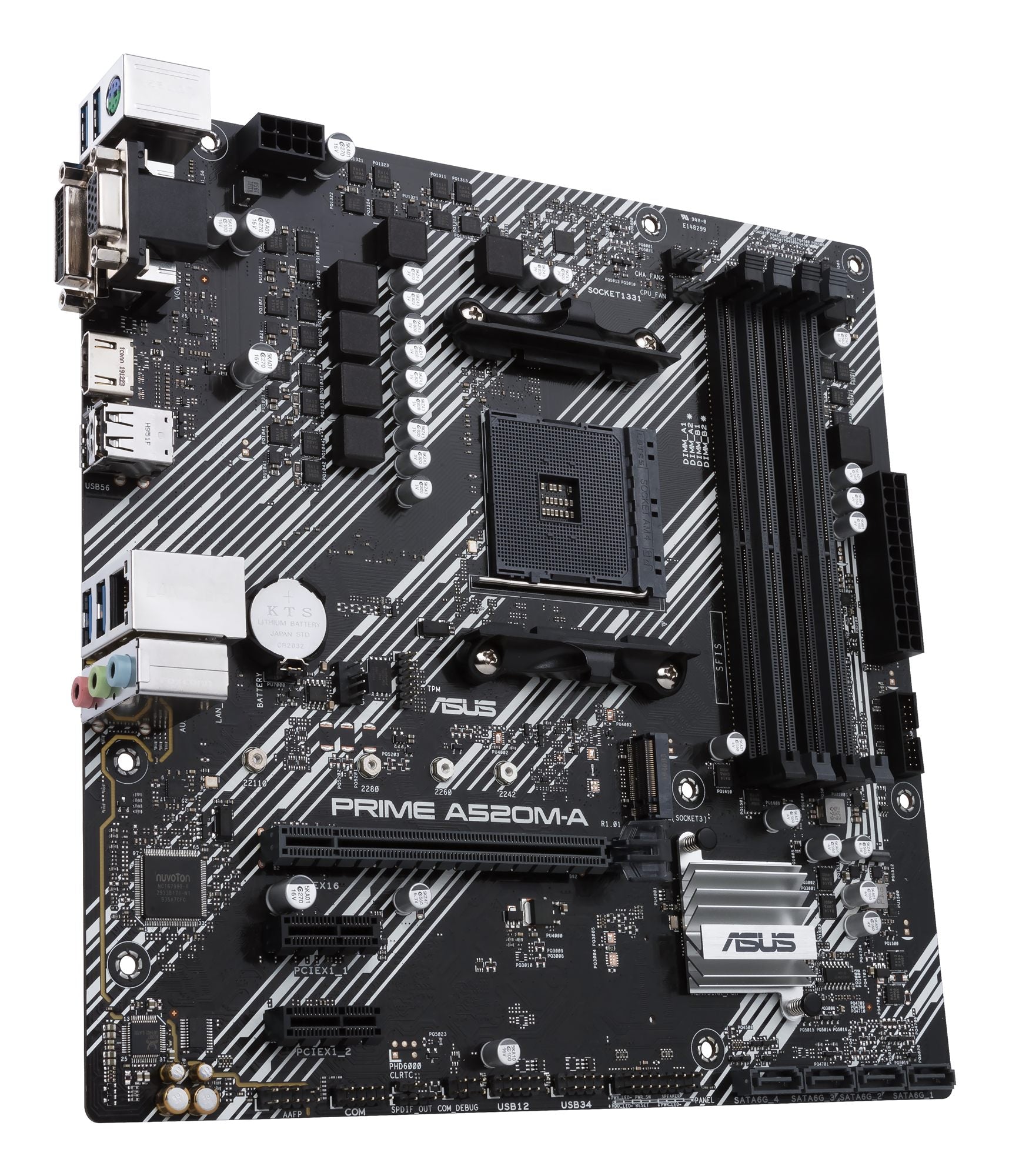 ASUS PRIME A520M-A II/CSM AMD A520 Socket AM4 mATX motherboard features M.2 DP HDMI D-Sub SATA 6 Gbps USB 3.2 Gen 1 ports