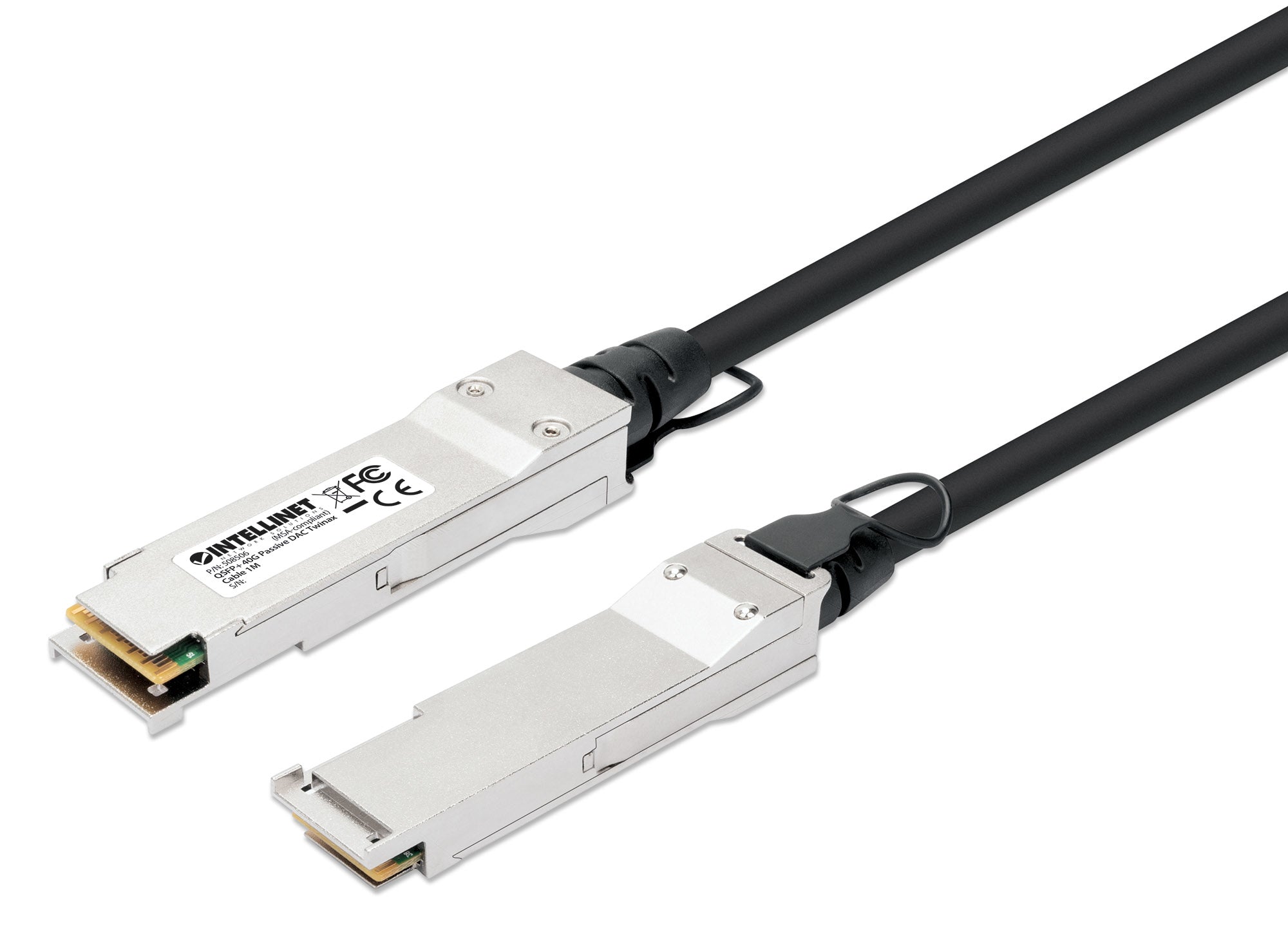Intellinet 508506 câble InfiniBand et a fibres optiques 1 m QSFP+ Noir, Argent