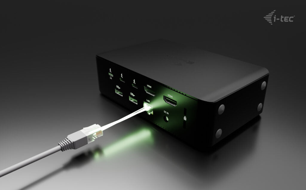 I-TEC Thunderbolt 5 Quattro Display DS 2xTB5 2xHDMI 1x2.5GLAN 1xAudio/Mic 1xUSB-C Gen2 4xUSB-A Gen2 SD+TF Cardreader PD 140W KL