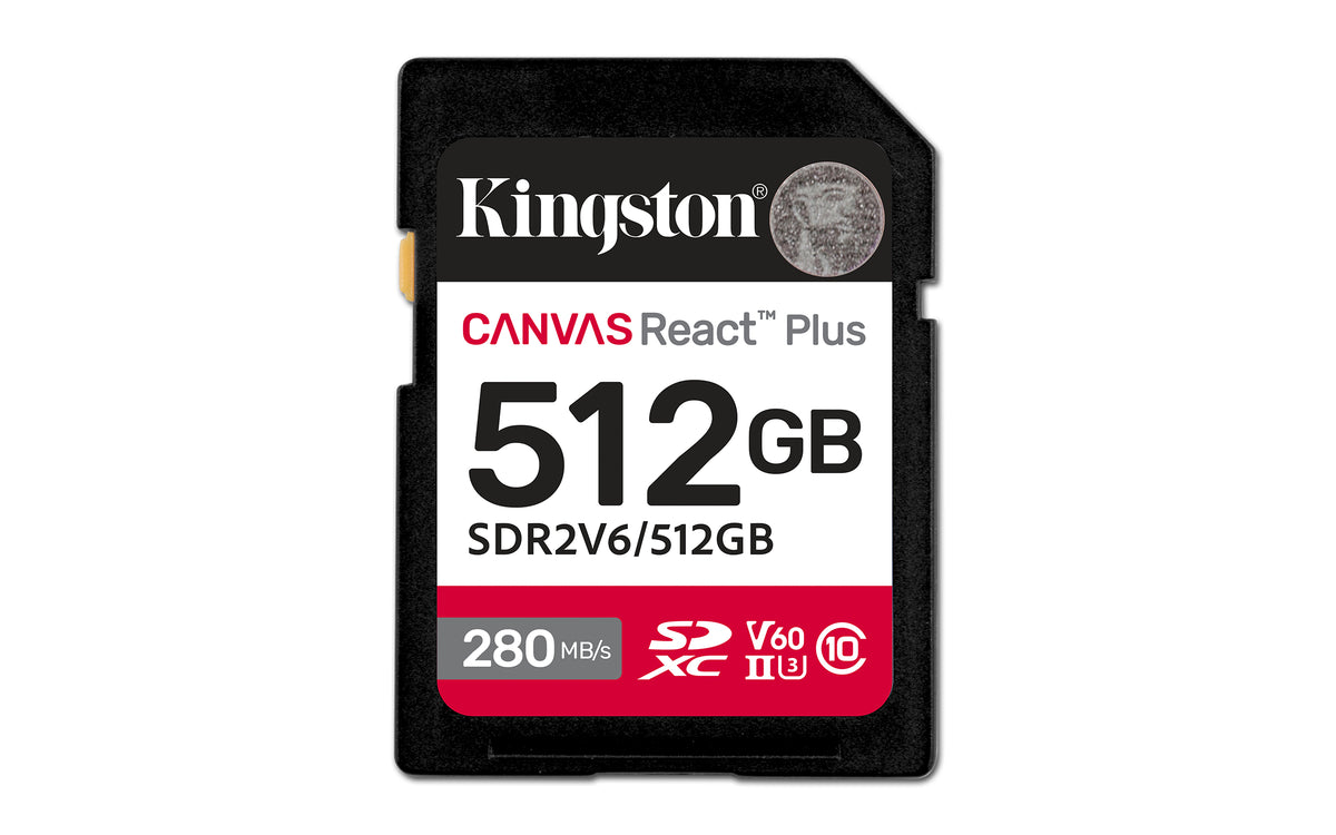 KINGSTON 512Go Canvas React Plus SDXC UHS-II 280R/150W U3 V60 for Full HD/4K