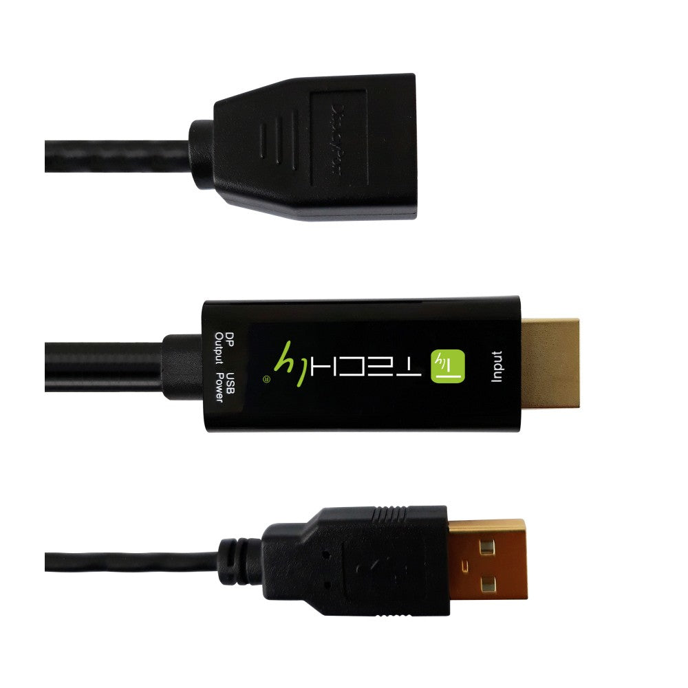 Techly ICOC HDMI-DP12A Adaptateur HDMI vers DisplayPort alimenté par USB 4K*30Hz M/F