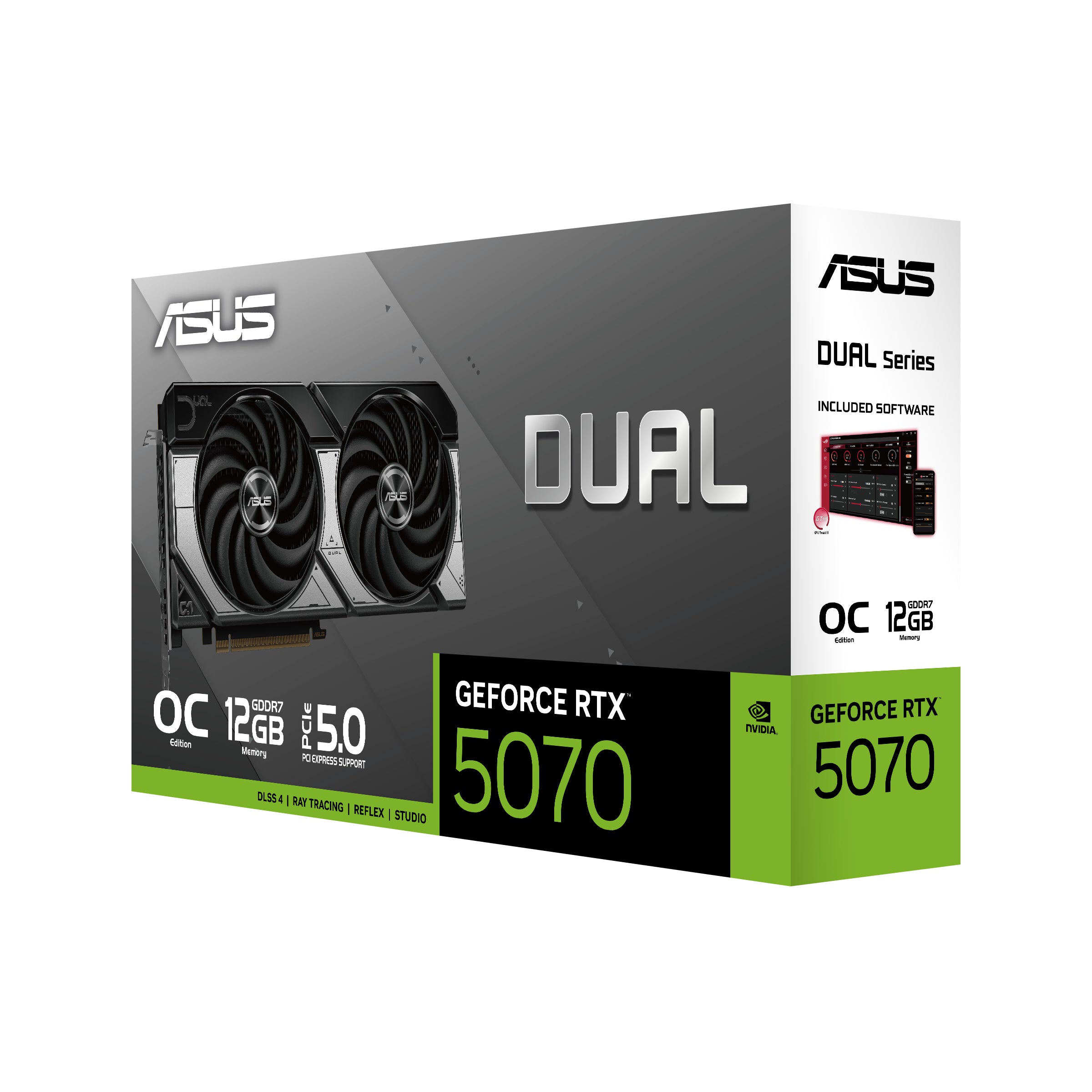 ASUS Dual GeForce RTX 5070 12Go GDDR7 OC Edition PCIe 5.0 HDMI 2.1b DisplayPort 2.1b
