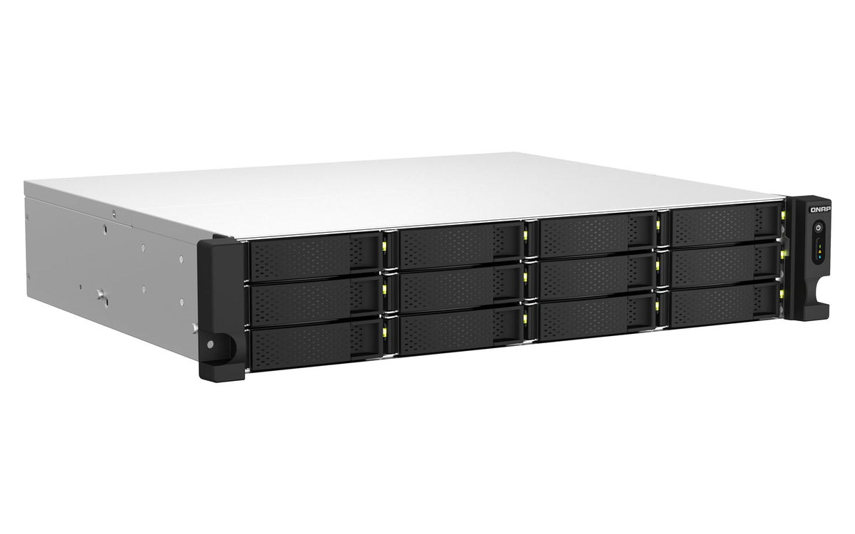 QNAP TS-1264U-RP-8G 2U 12-Bay rackmount NAS Intel Celeron N5095 quad-core 8Go onboard not expandable 12x3.5/2.5 SATA 2x300W r PS