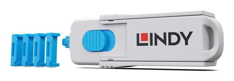 Lindy HDMI Port Blocker - 4 pieces + key, Blue