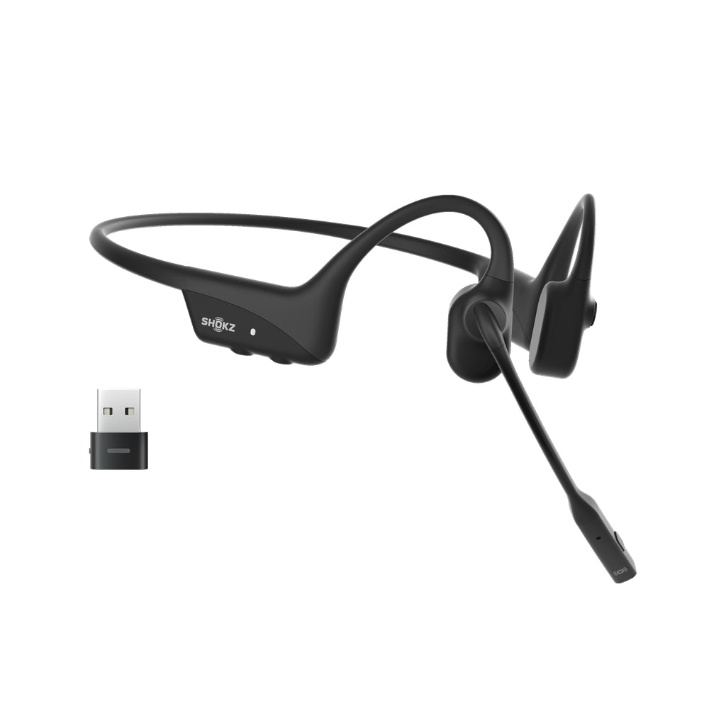 SHOKZ Casque sans-fil à conduction osseuse OpenComm2 UC - USB-A - Noir