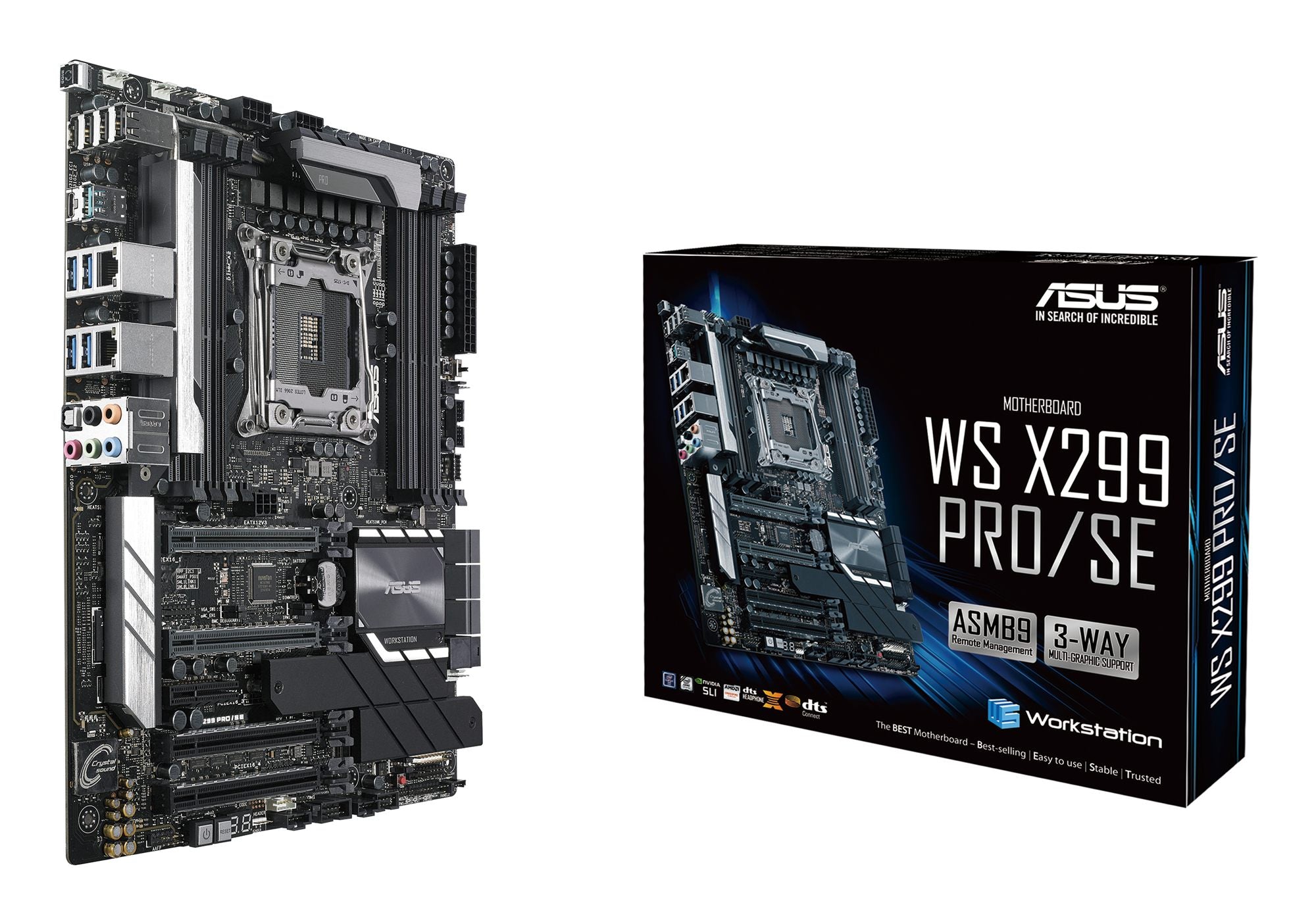 ASUS WS X299 PRO/SE LGA2066 DDR4 4133MHz dual M.2 M.2 heatsink U.2 USB 3.1 Gen 2 connectors 4xPCIe 3.0 x16 SATA 6Gb/s ATX MB