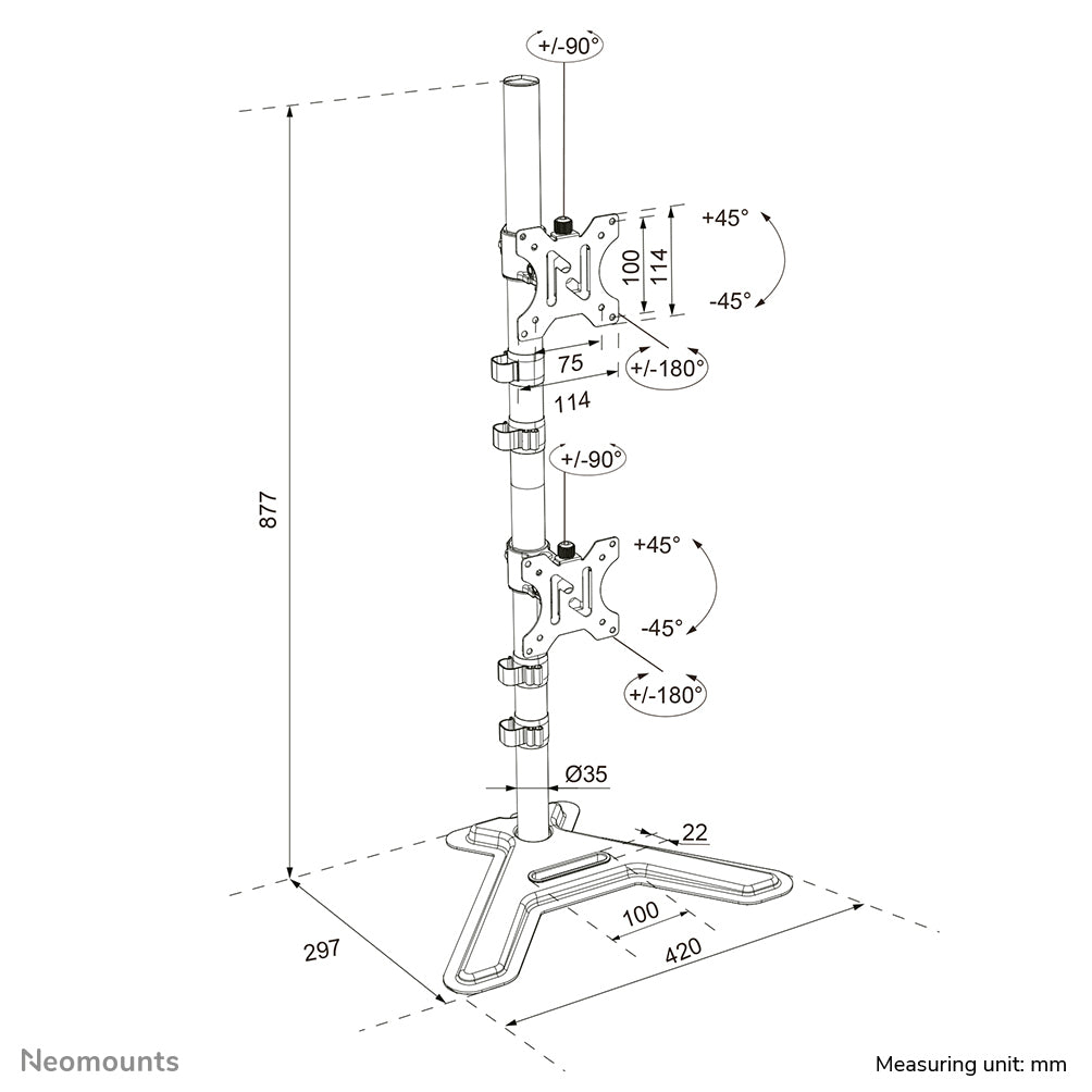 Neomounts DS45-600BL2V Dual monitor stan