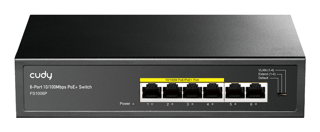 Cudy FS1006P commutateur réseau Non-géré Fast Ethernet (10/100) Connexion Ethernet, supportant l'alimentation via ce port (PoE) Noir
