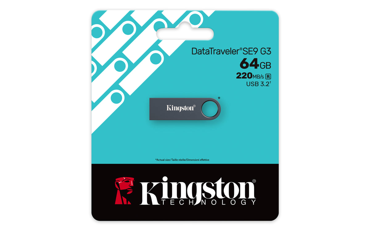 KINGSTON 64Go DataTraveler SE9 G3 USB 3.2 Gen 1 speeds 220Mo/s read 100Mo/s write Dark Nickel
