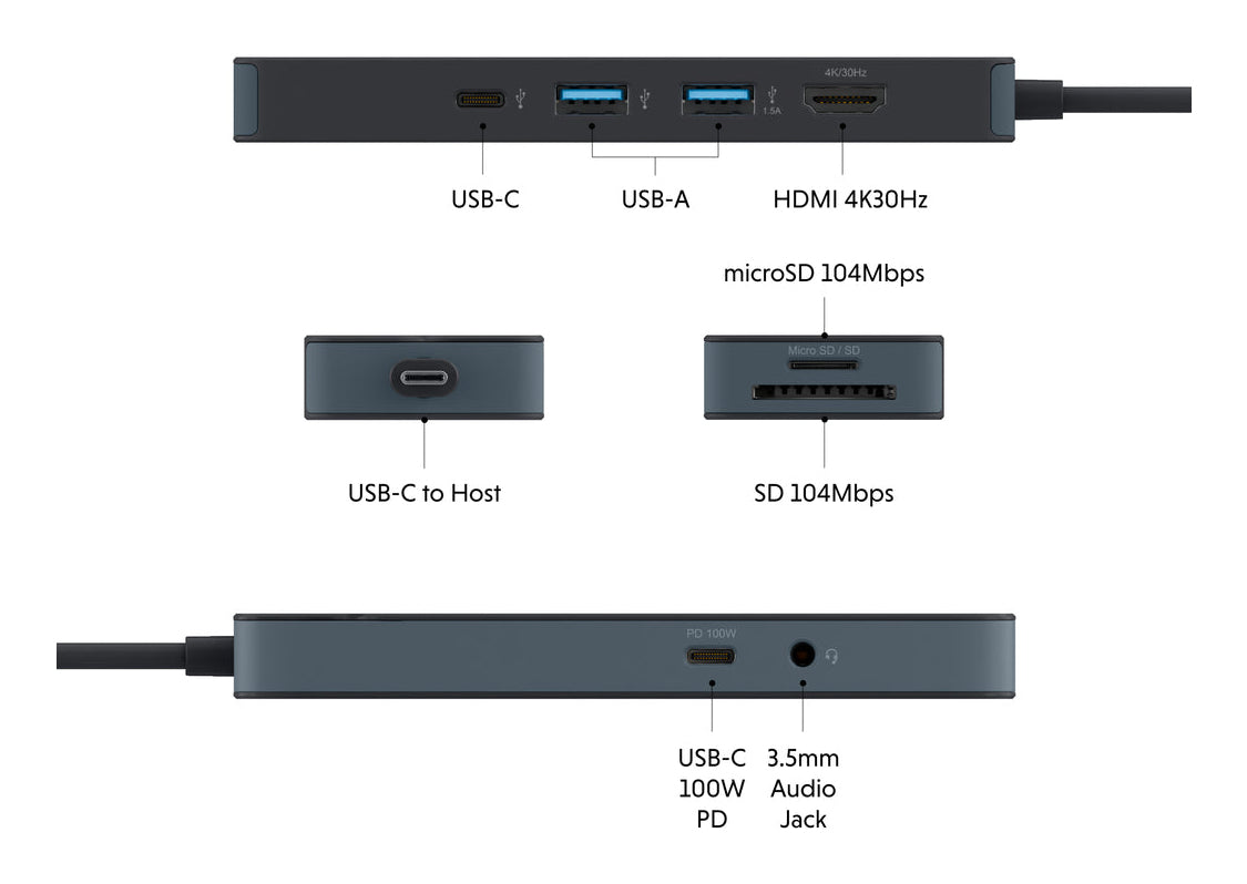 HyperDrive Flex 8 Port USB-C Hub Black