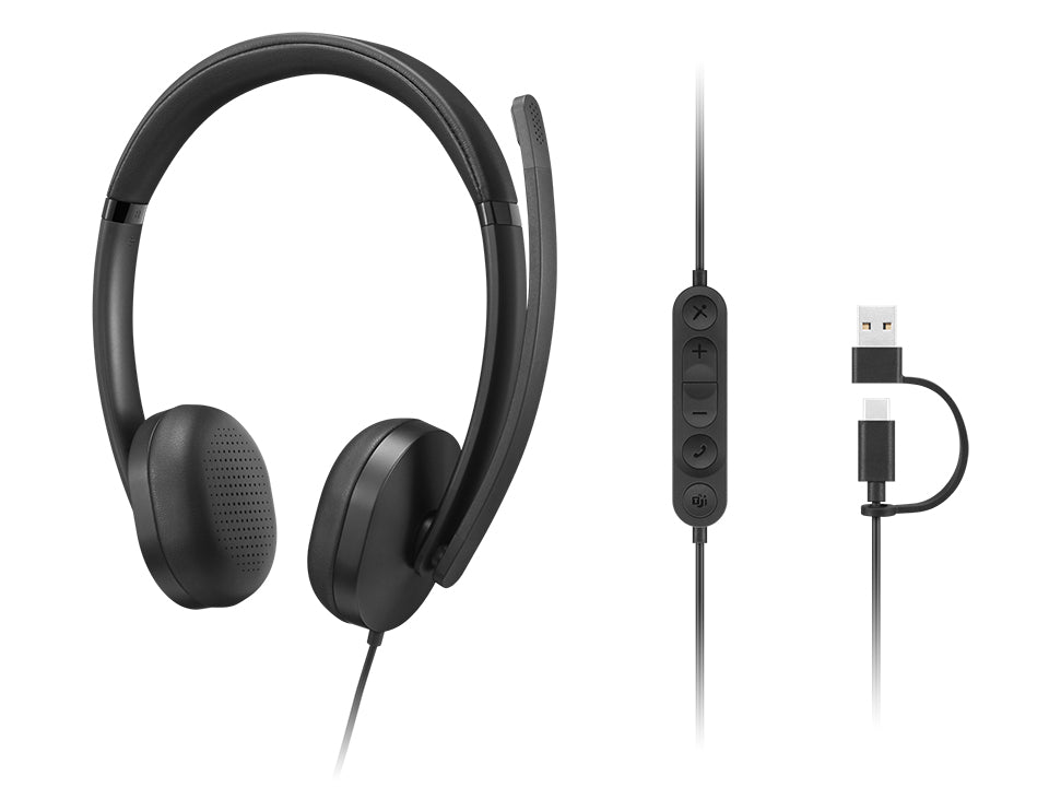 LENOVO 5000 Headset on-ear wired USB-C black Certified for Microsoft Teams