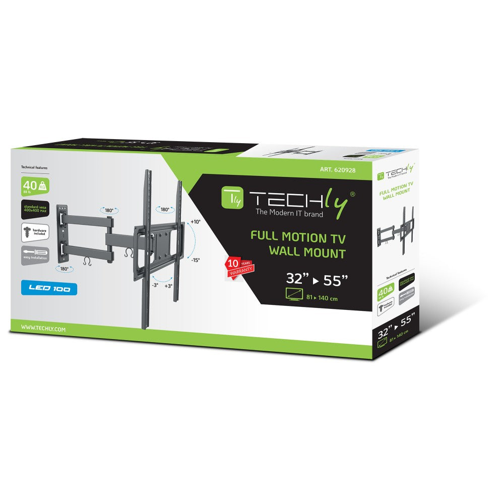 "Techly ICA-PLB 320MT Support mural pour TV 32-55"" LED/LCD 35kg pivotant inclinable"