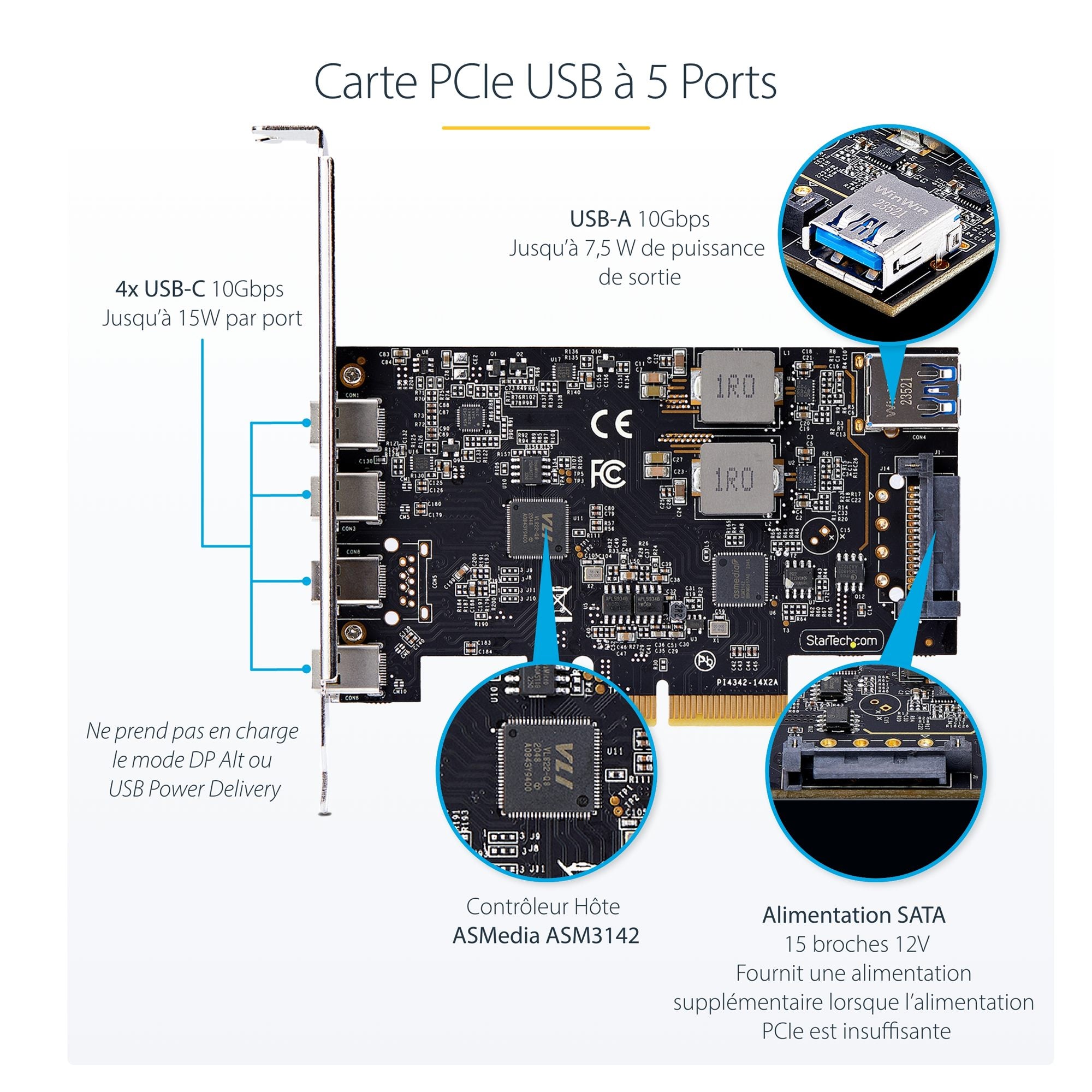 5-Port USB PCIe Card 10Gbps