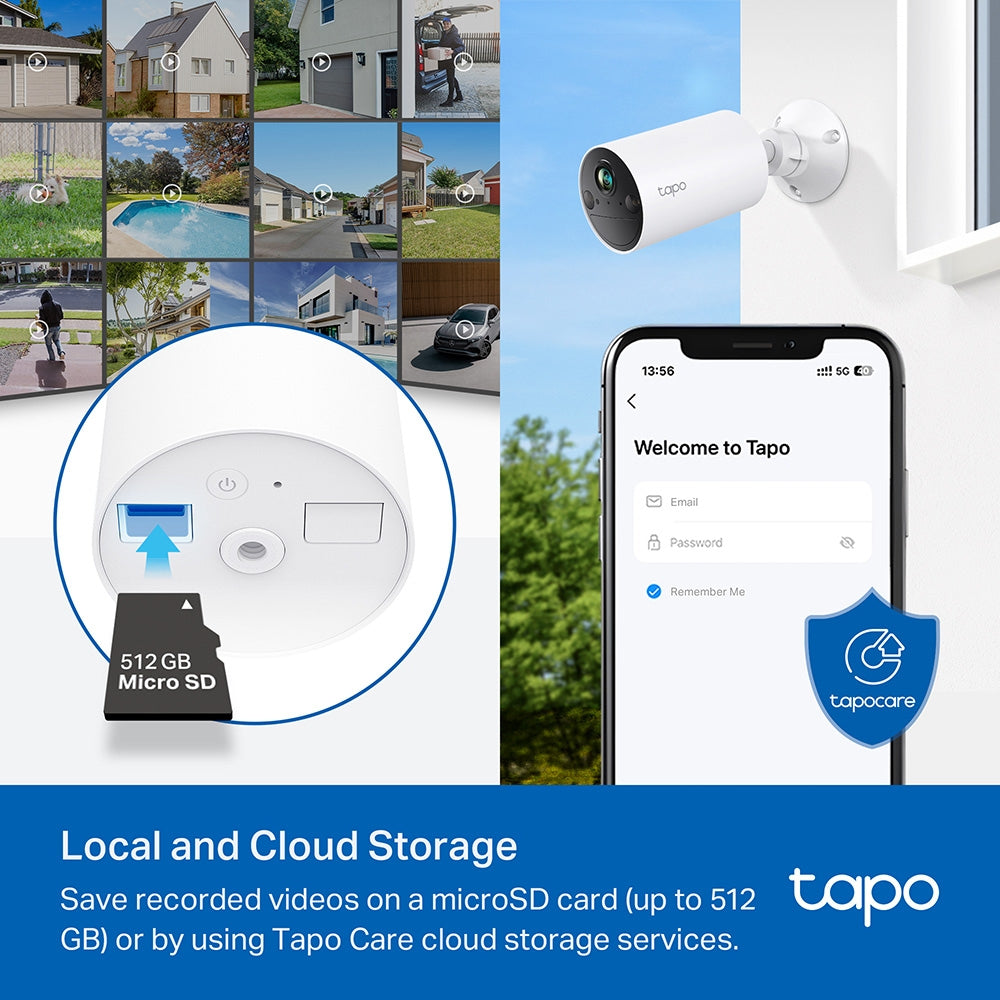 TP-LINK Smart Wire-Free Indoor/Outdoor Security Camera 2K 2304x1296 2.4GHz 6400mAh rechargeable lithium-ion battery