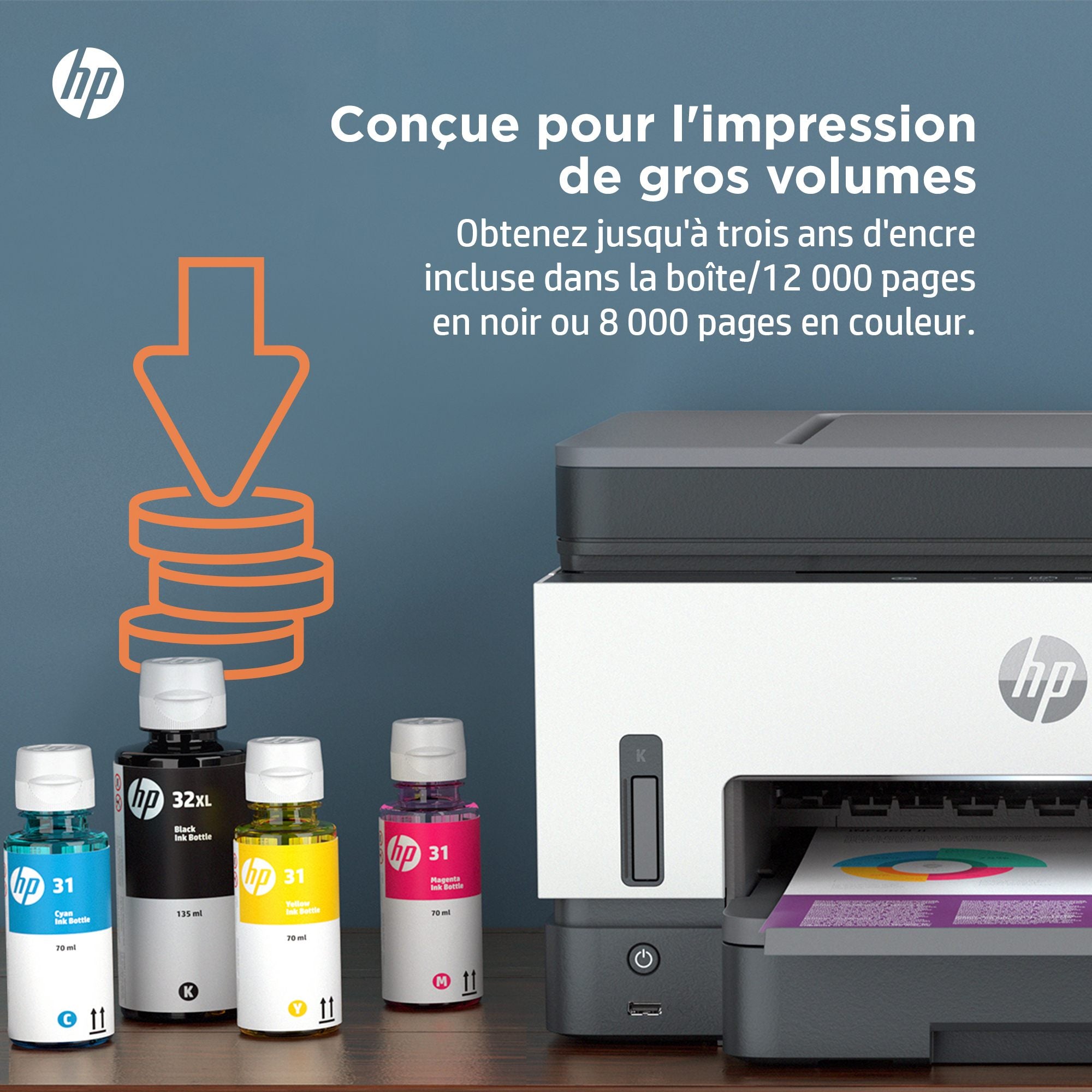 HP Smart Tank 7605 All-in-One MFP colour inkjet refillable A4 13ppm Copy 15ppm Print 250sheets USB Wi-Fi Bluetooth