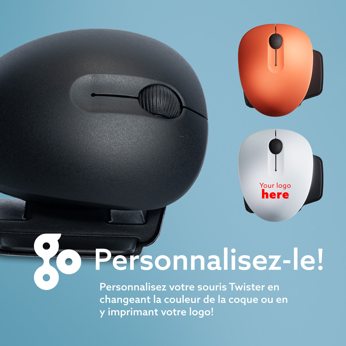 R-Go TOOLS Souris Twister filaire & Bluetooth, M noire