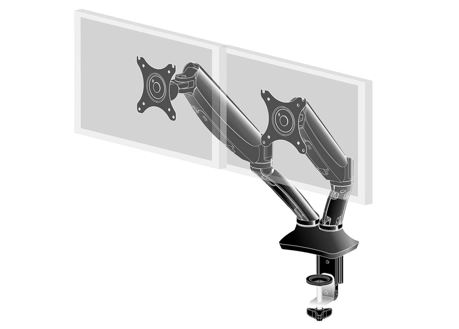 Desk Mount 10~27" VESA 75x75/100x100mm