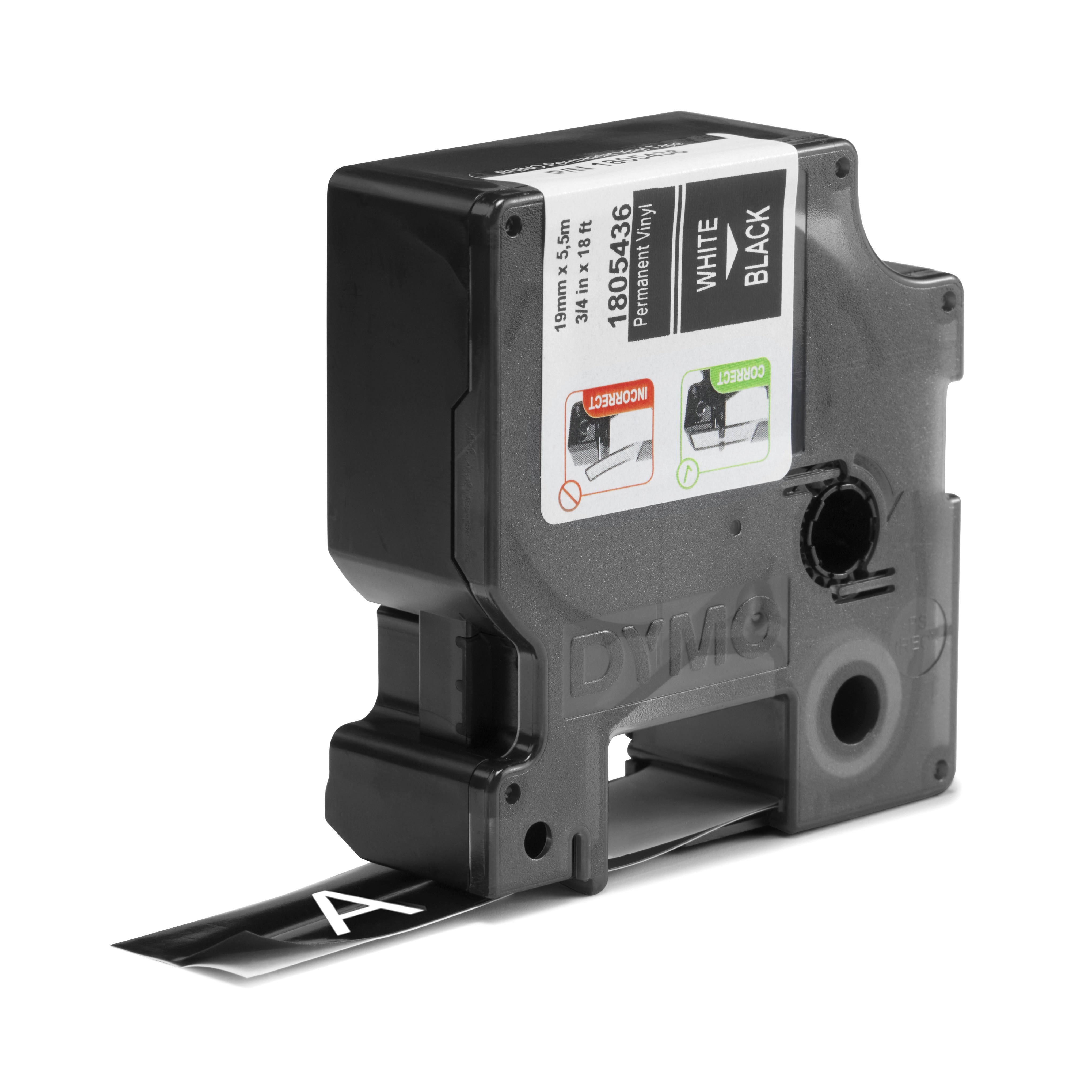 DYMO Rhino étiquette indus. Vinyle 19 mm x 5,5 m blanc/noir